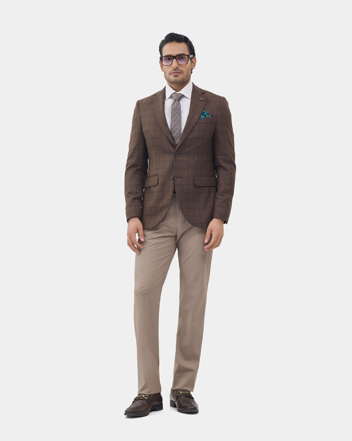 Brown Check Blazer - Windor