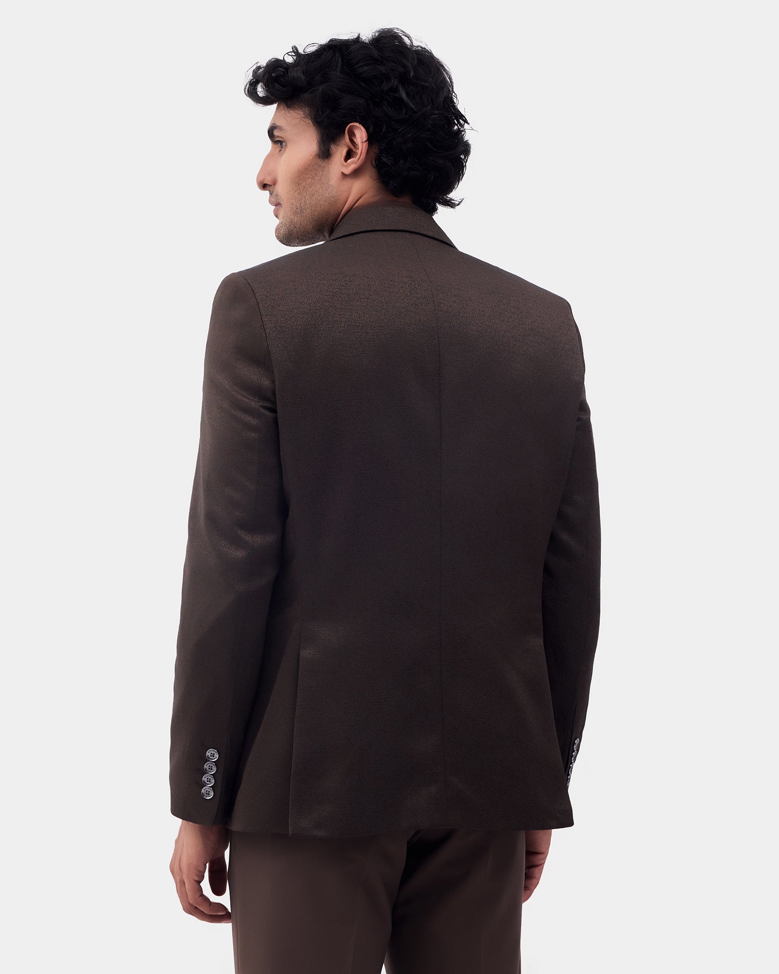 Brown Jacquard Blazer - Dereko