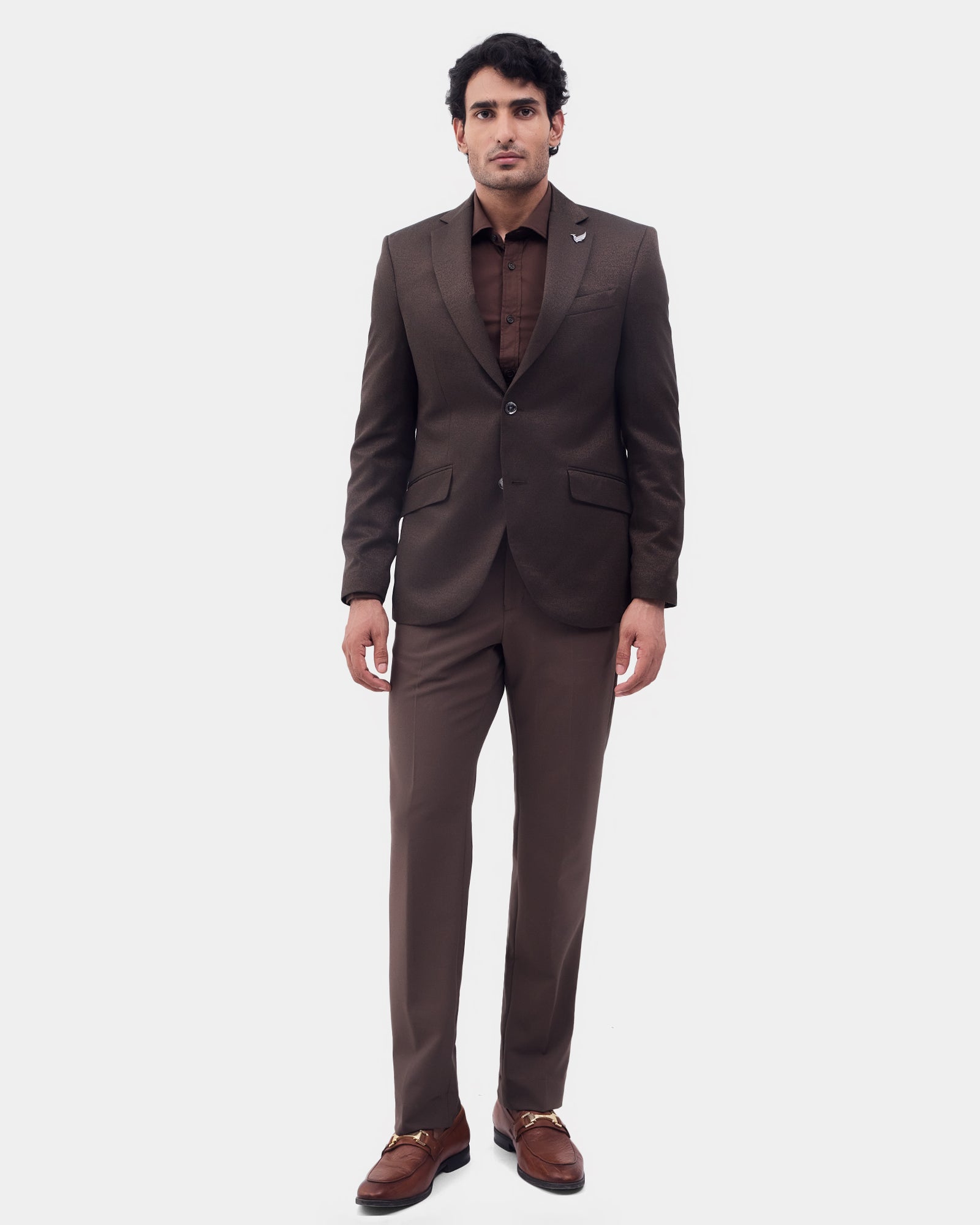 Brown Jacquard Blazer - Dereko