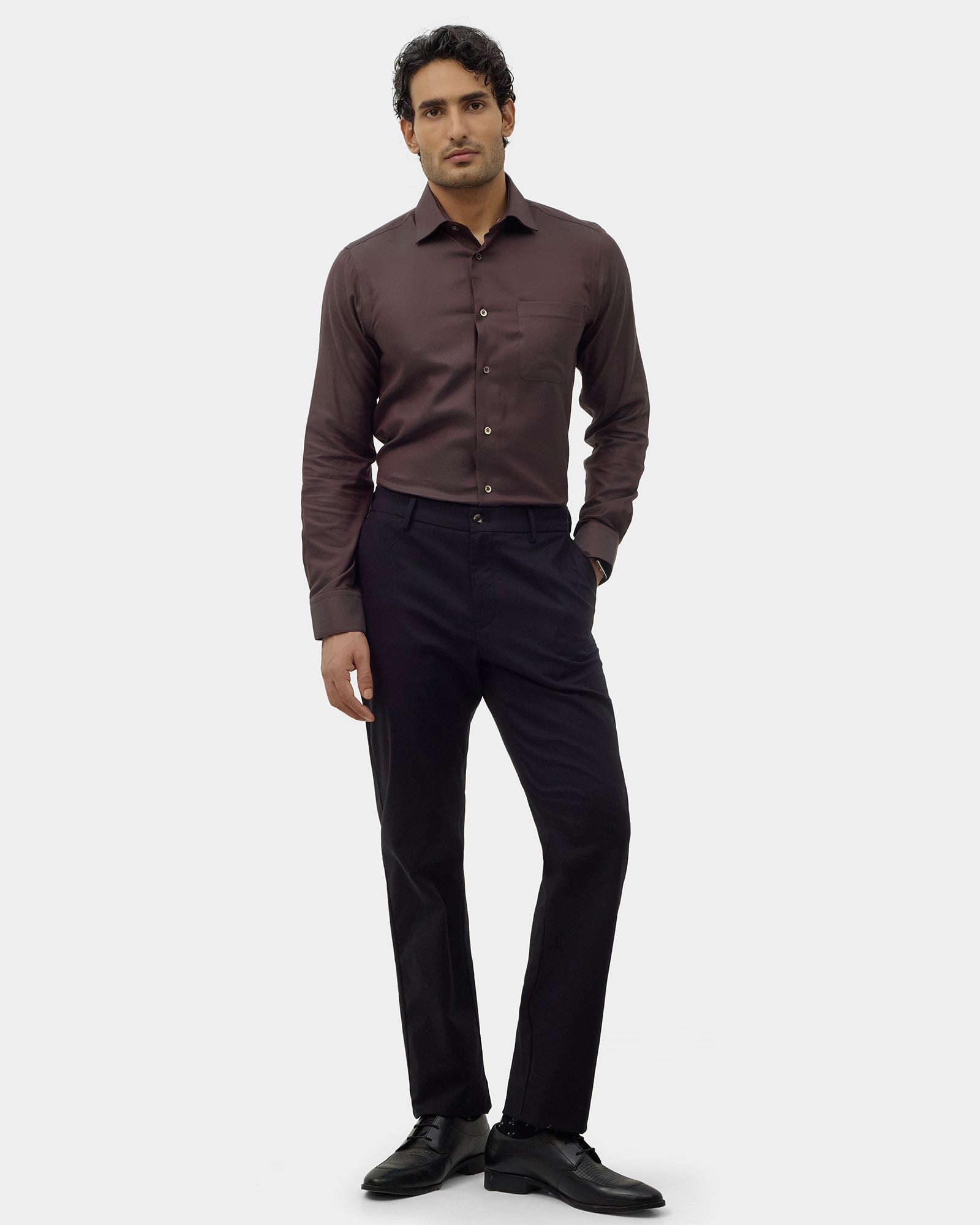 Brown Textured Shirt - Chiba