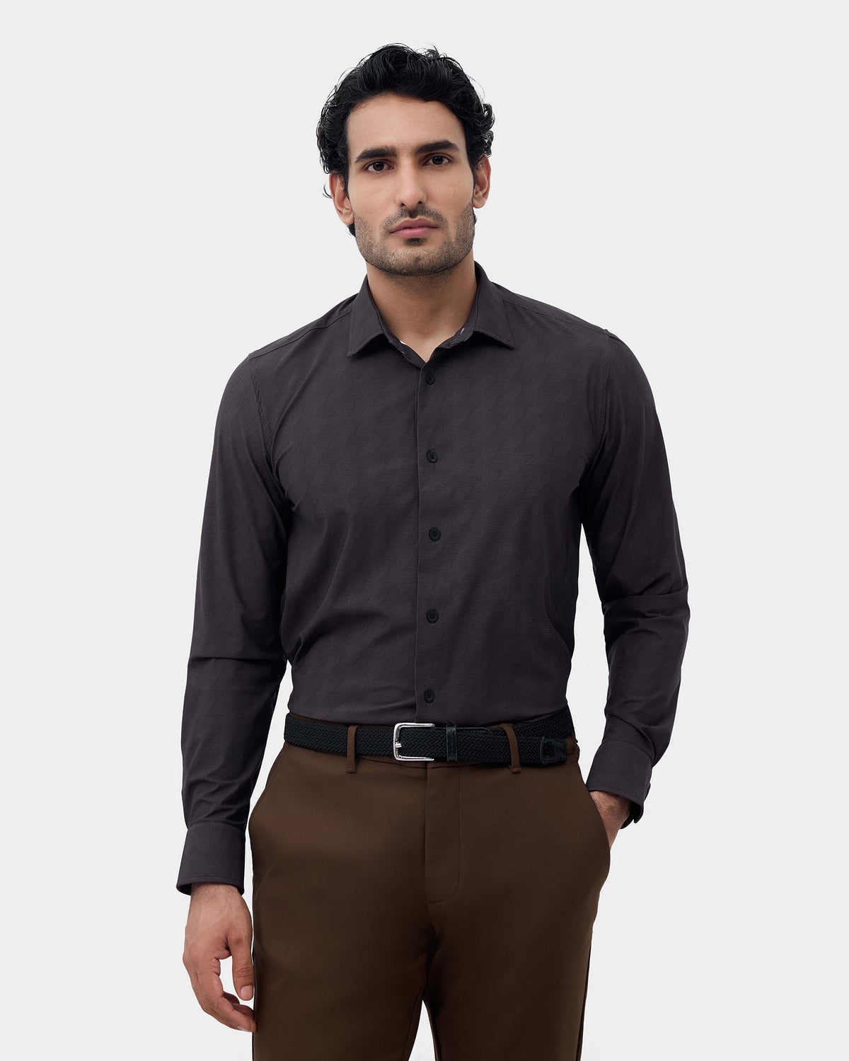 Brown Textured Shirt - Boltt