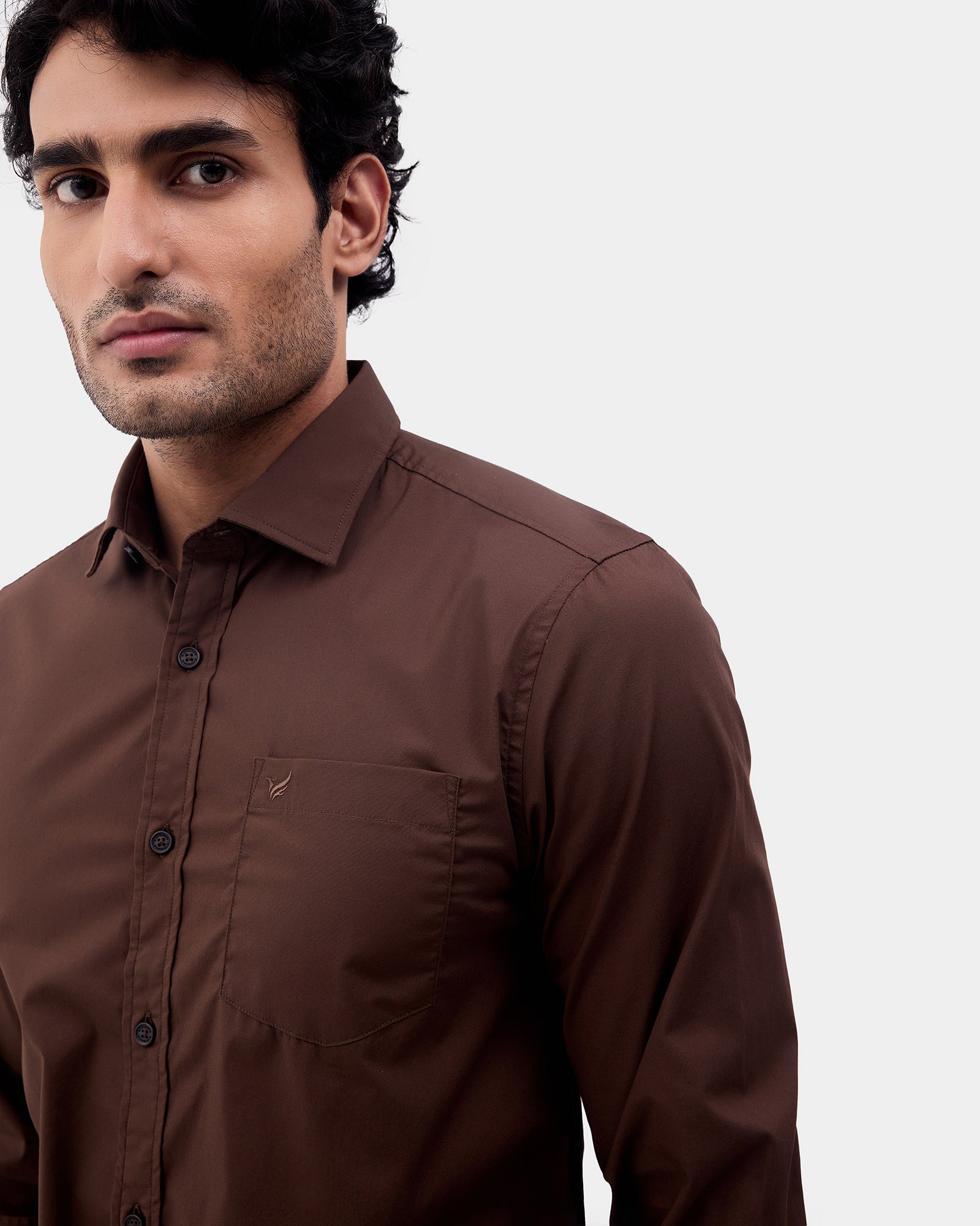 Brown Solid Shirt - Lujo