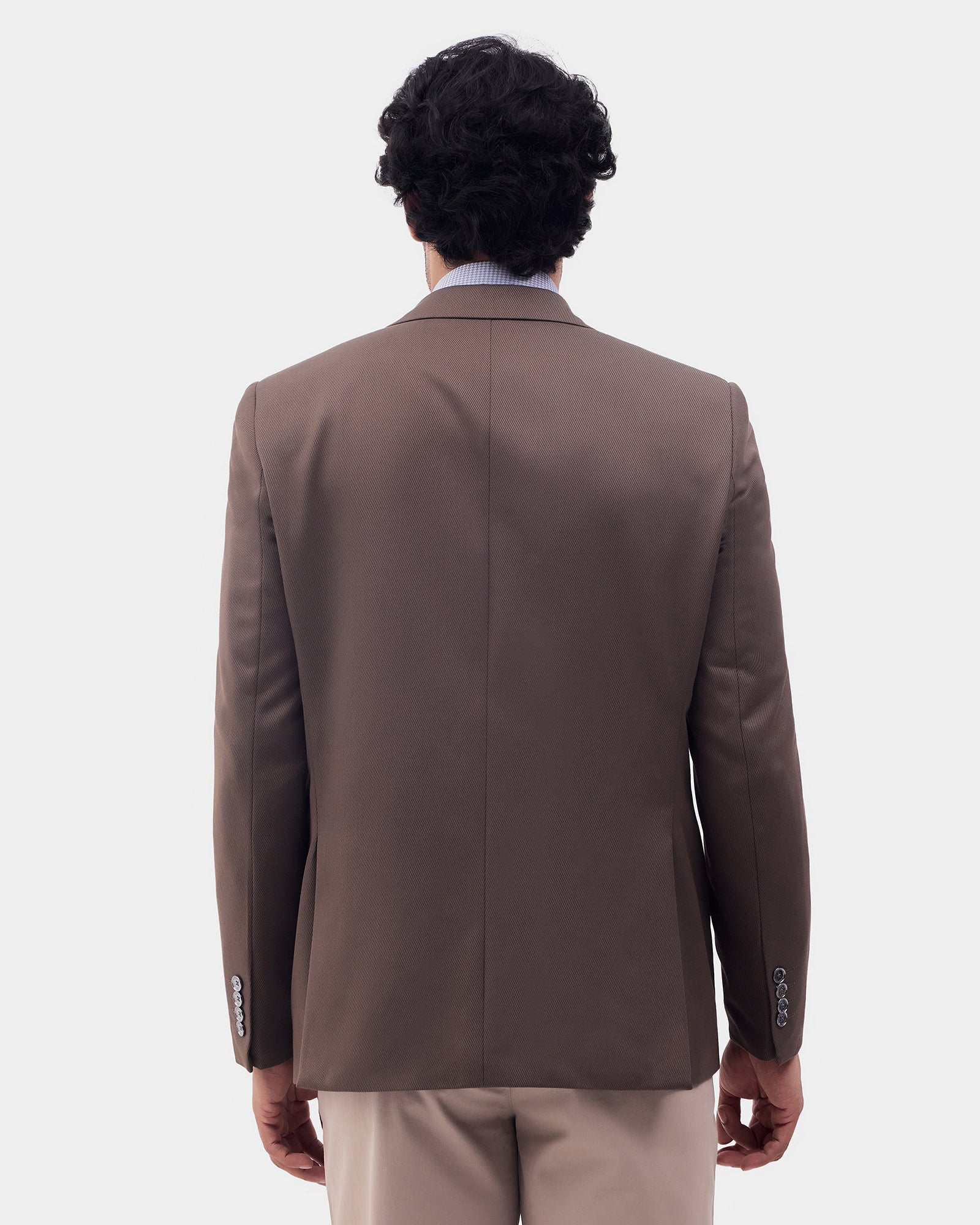 Brown Solid Blazer - Ferado