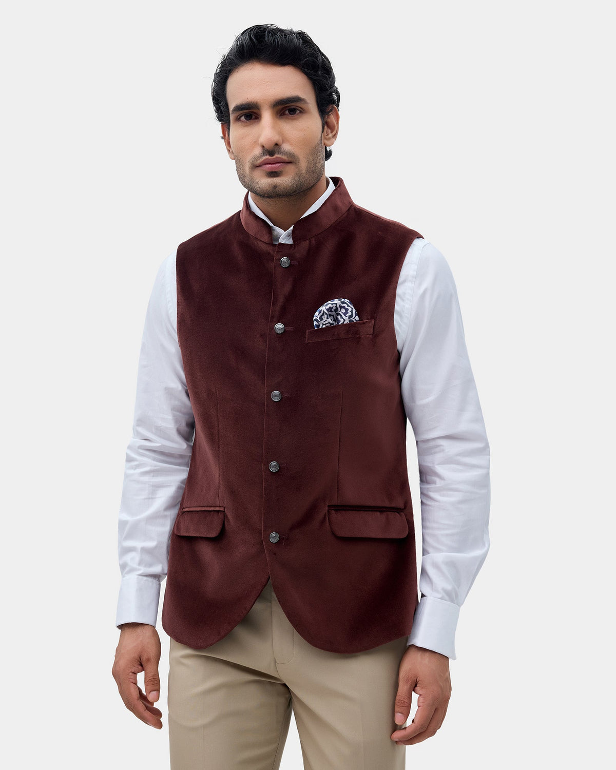 Brown Solid Waistcoat - Neveger