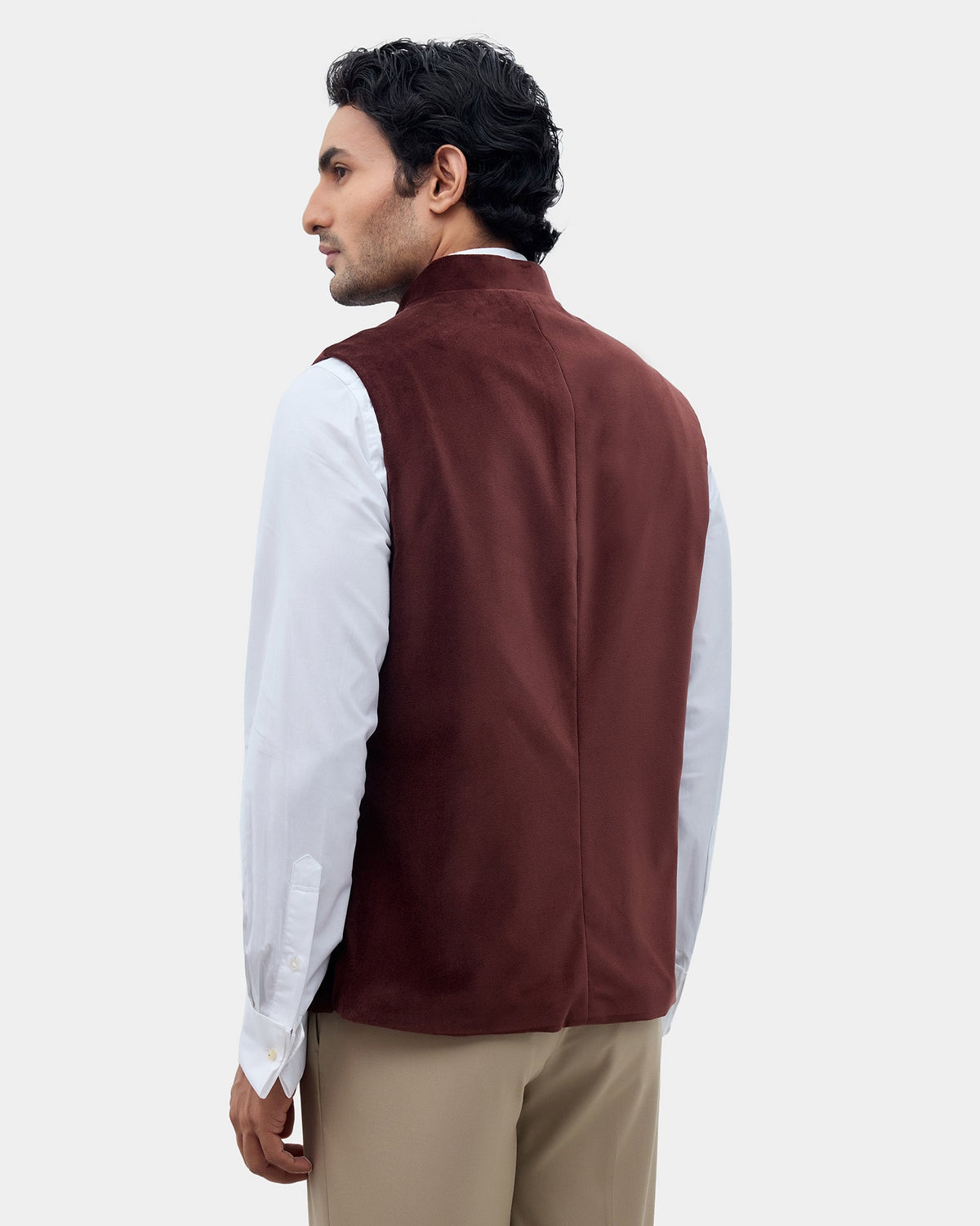 Brown Solid Waistcoat - Neveger