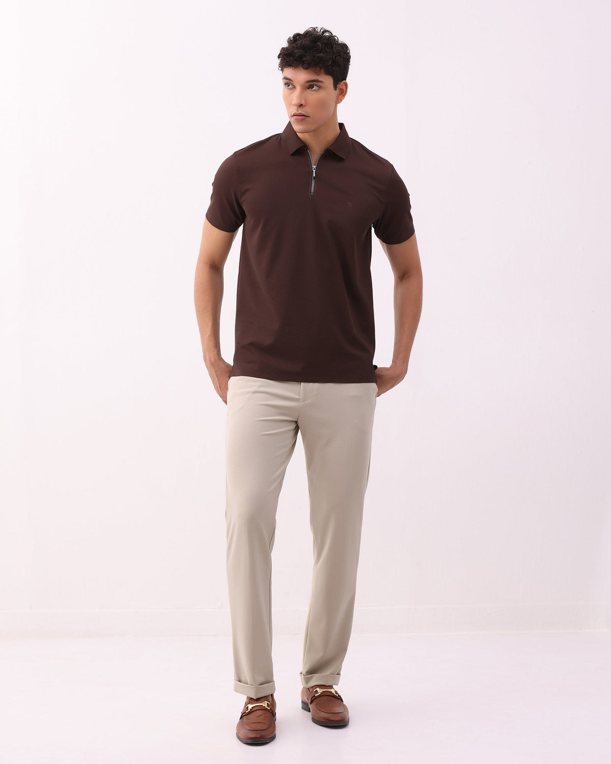 Brown Techpro Textured Polo - Hanu