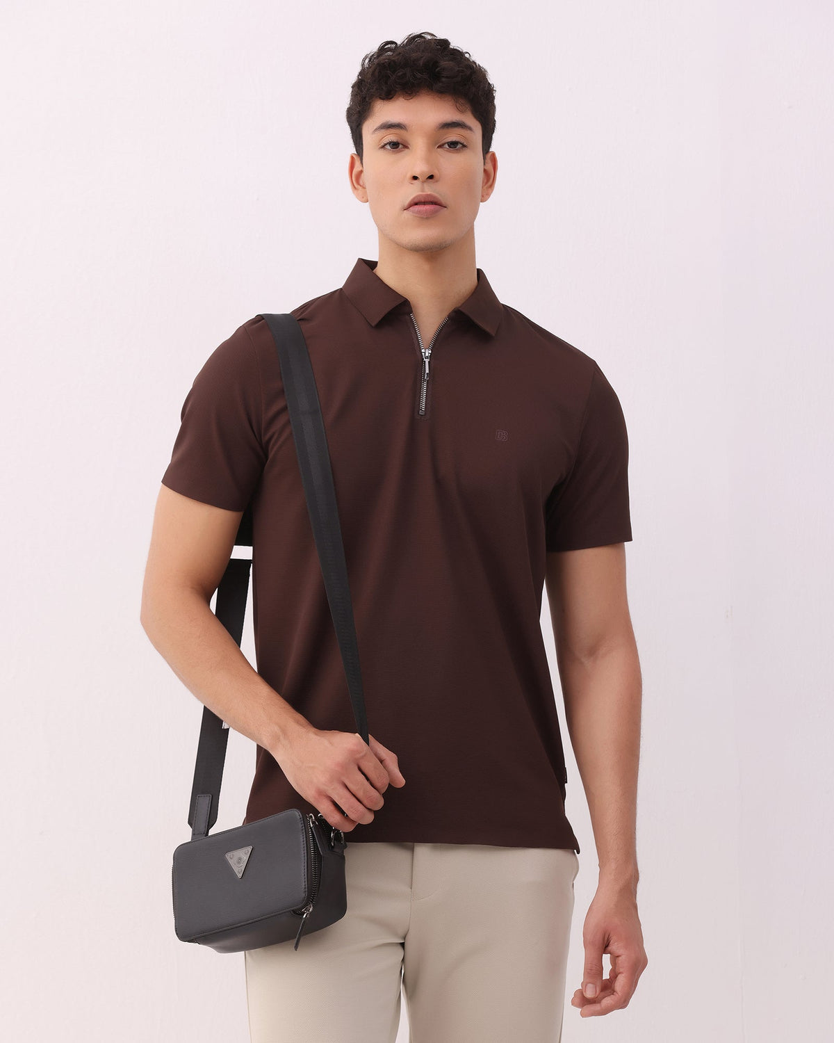 Brown Techpro Textured Polo - Hanu