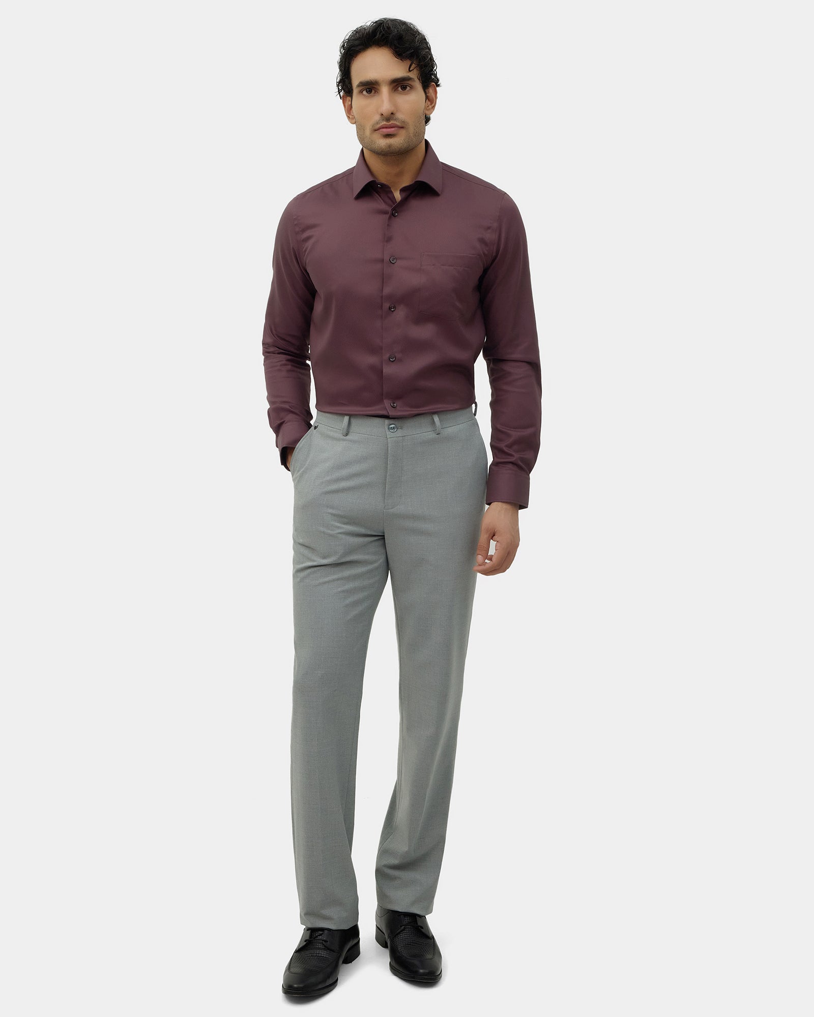 Brown Unwrinkle Textured Shirt - P31