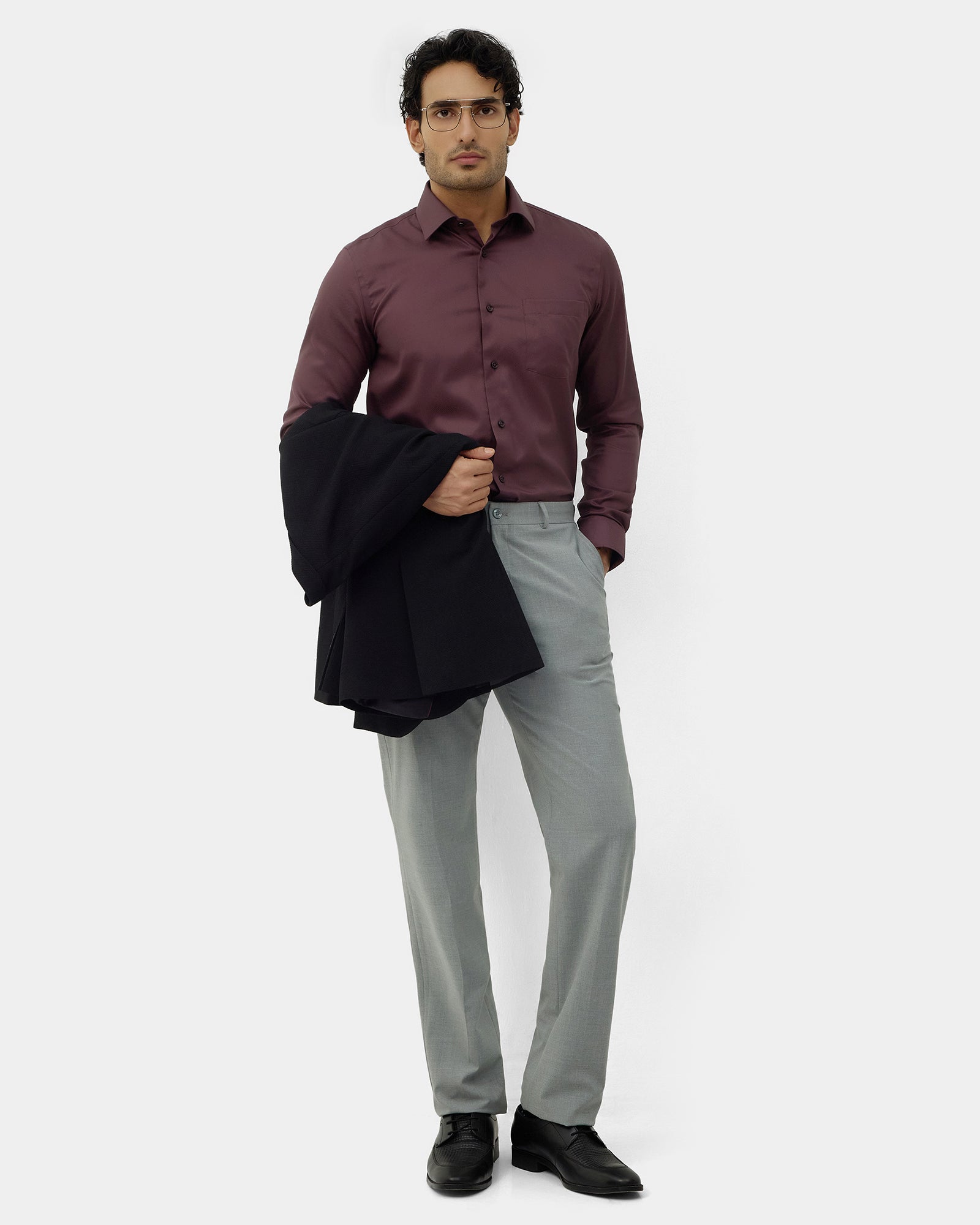 Brown Unwrinkle Textured Shirt - P31