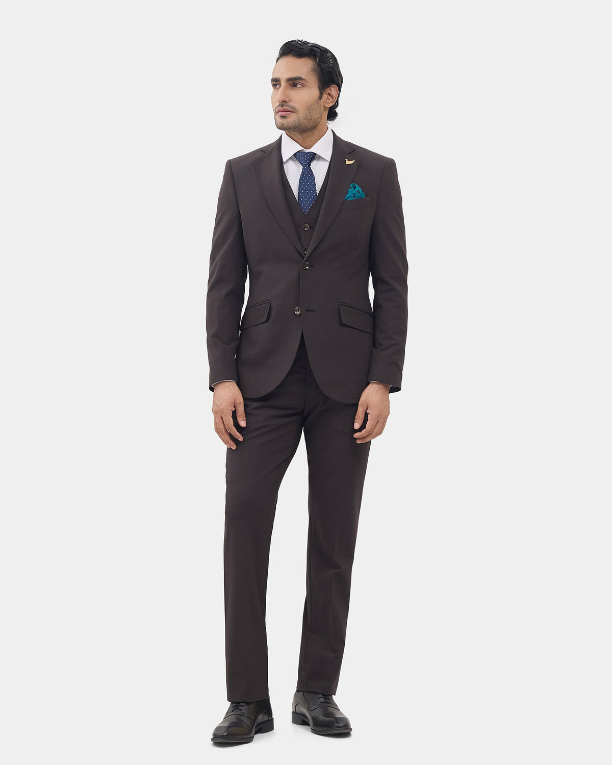 Brown Three Piece Luxe Check Suit - Xenius