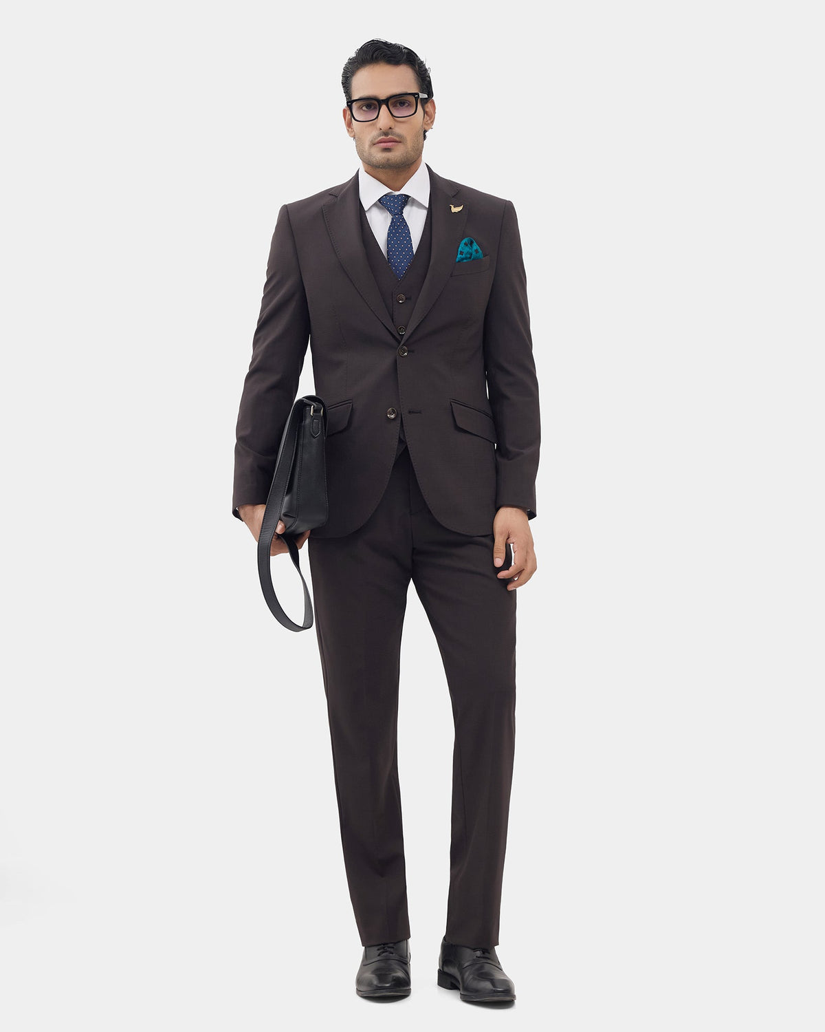 Brown Three Piece Luxe Check Suit - Xenius