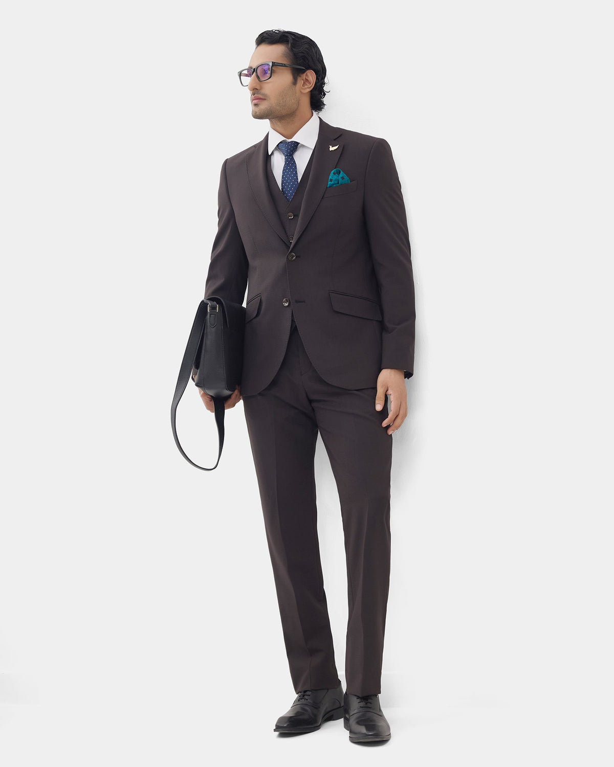 Brown Three Piece Luxe Check Suit - Xenius