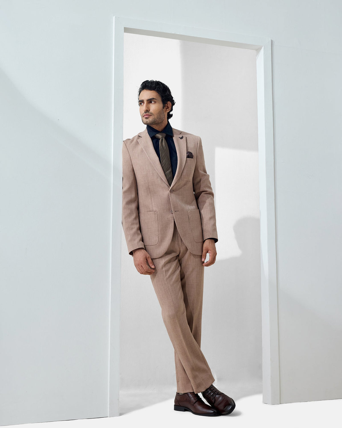 Brown Two Piece Textured Suit - Baxley