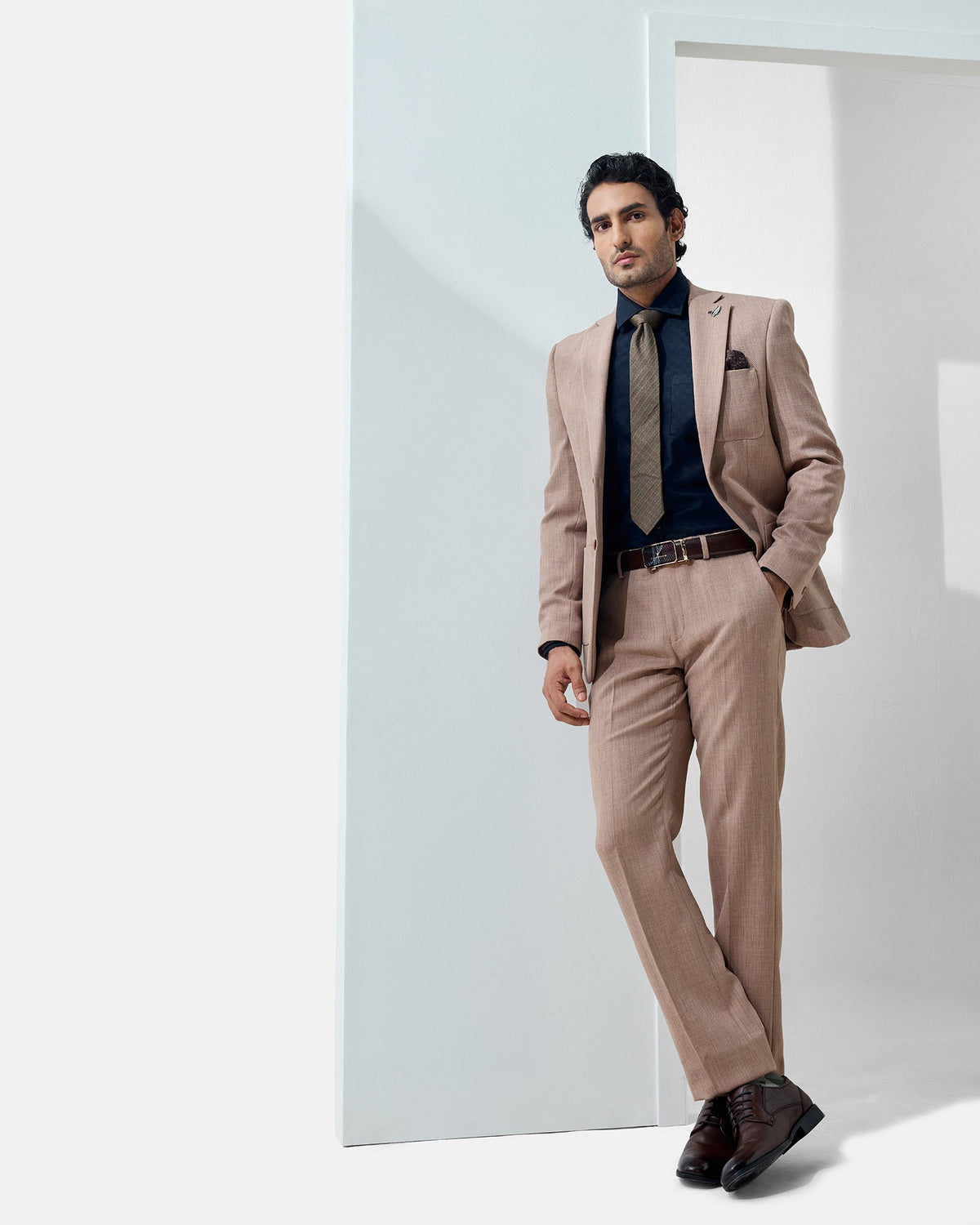 Brown Two Piece Textured Suit - Baxley
