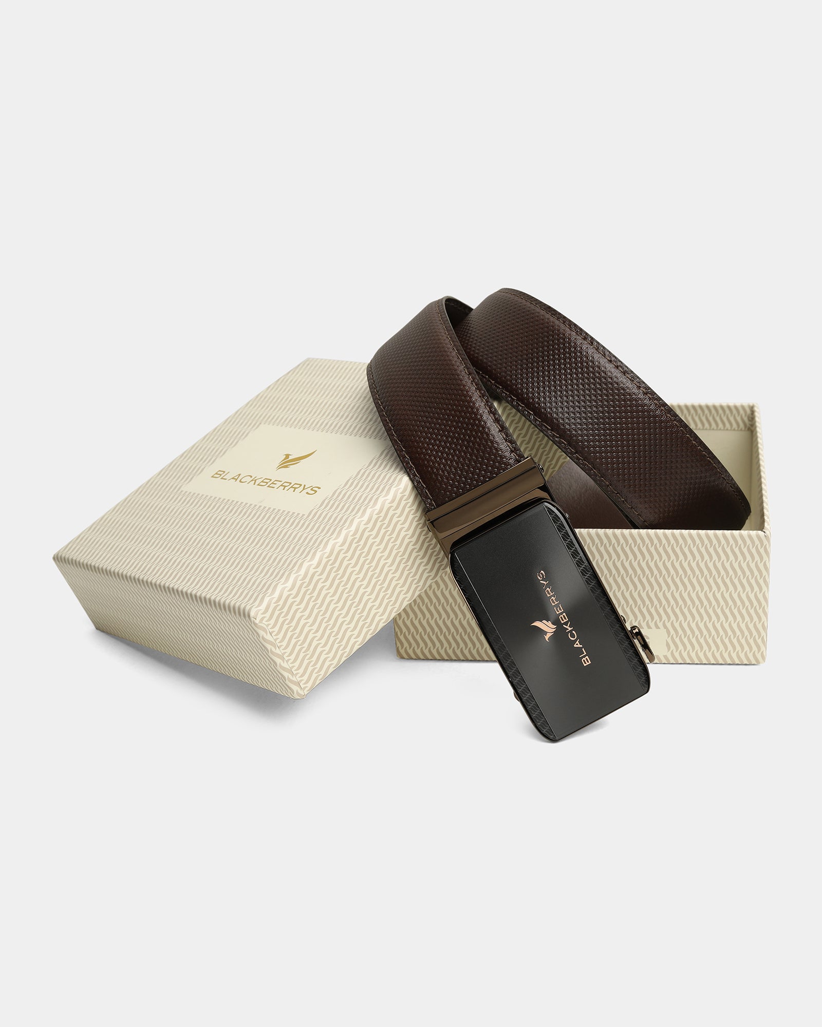Leather Brown Textured Belt - Barak