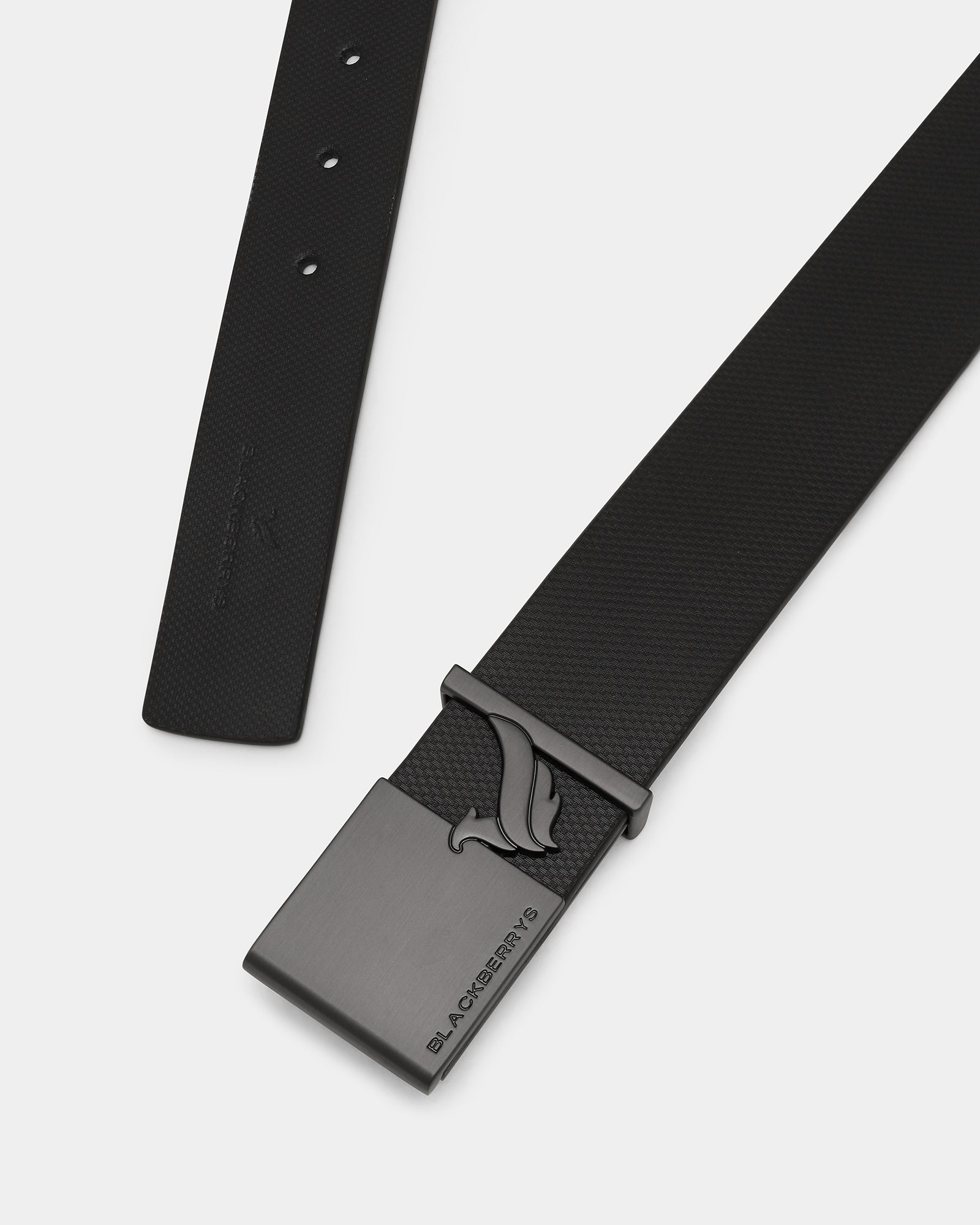 Leather Black Textured Belt - White