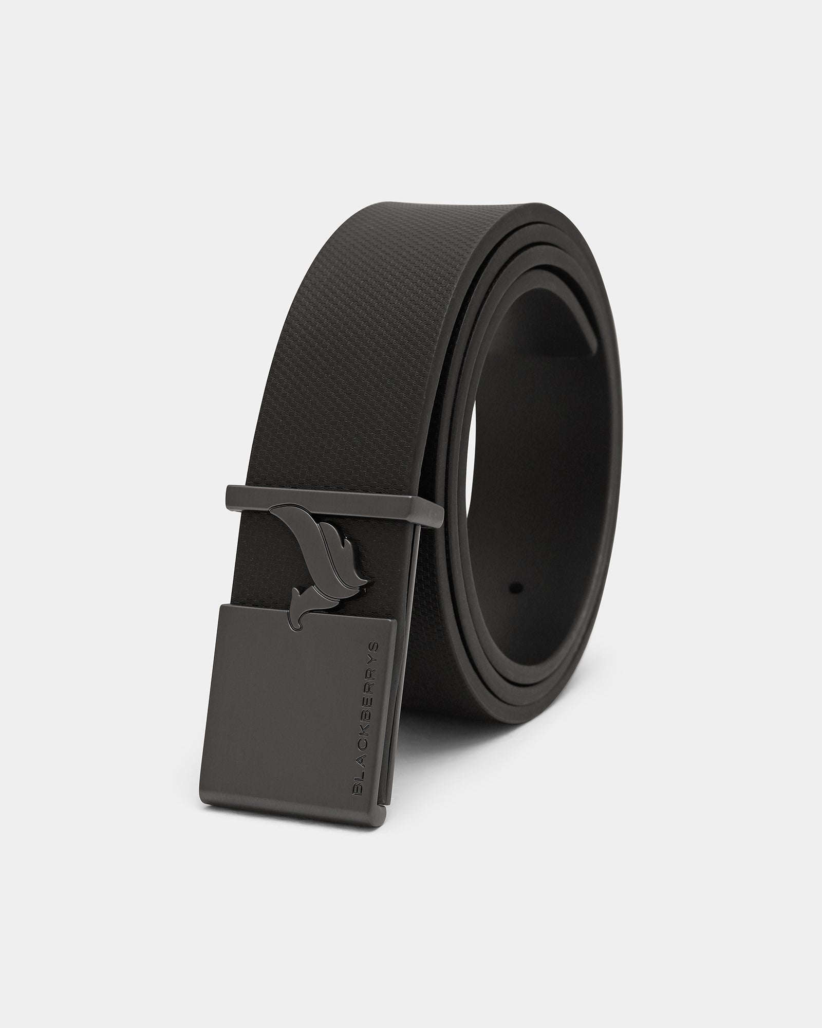 Leather Black Textured Belt - White