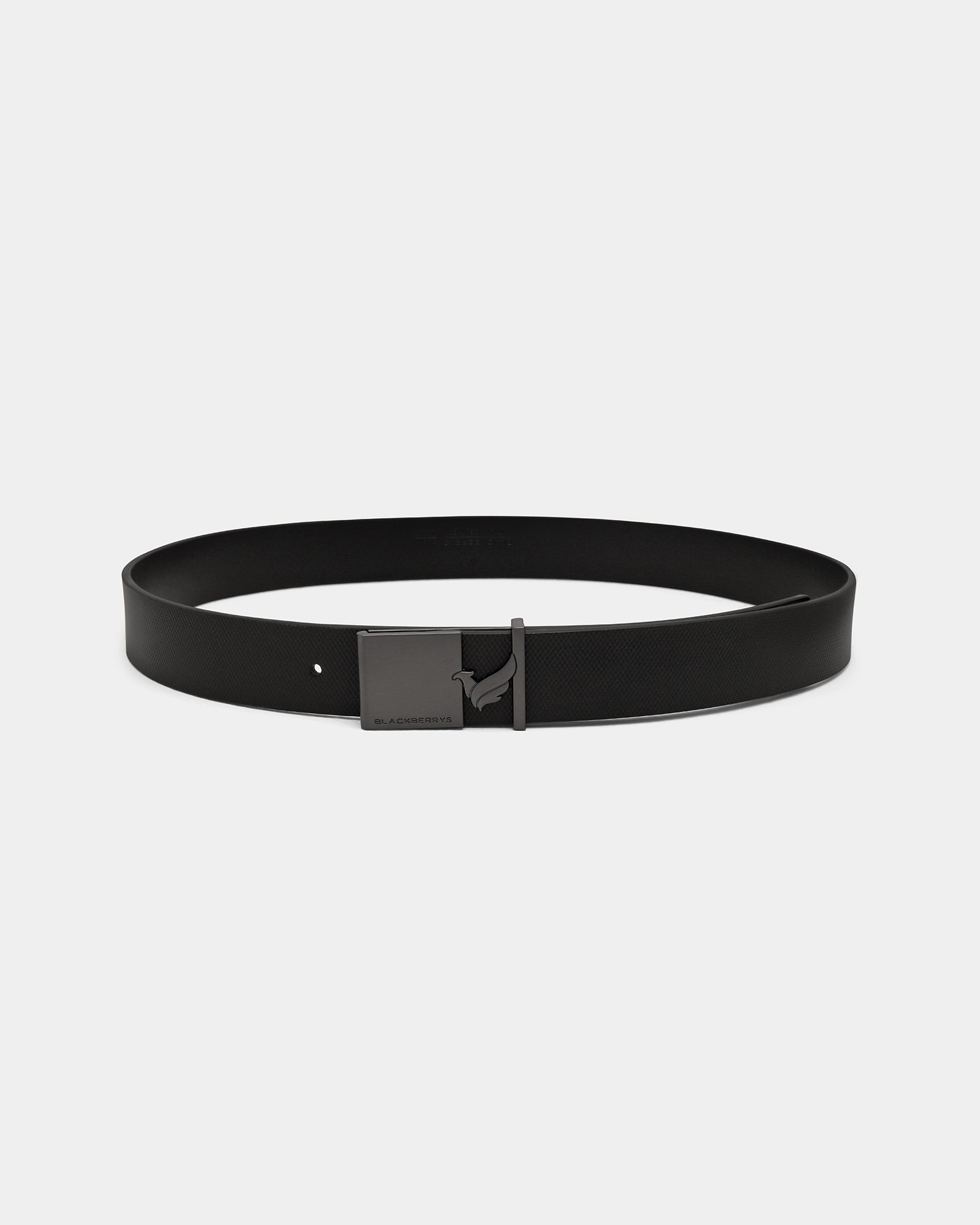 Leather Black Textured Belt - White