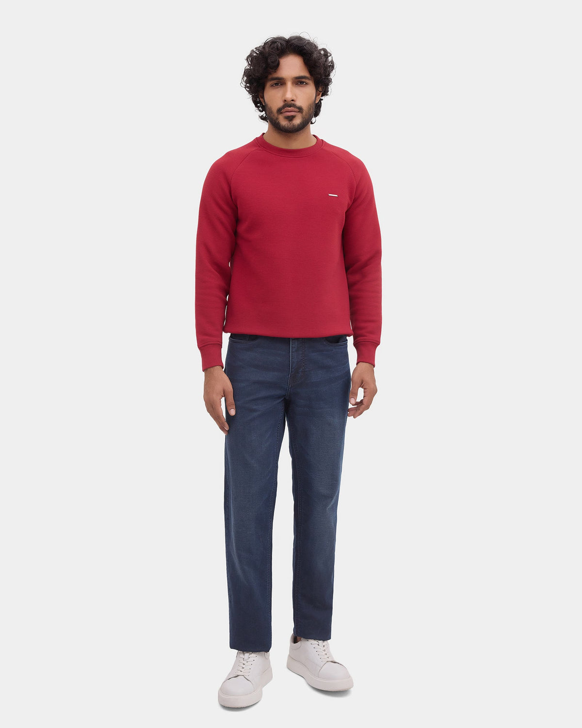 Burgandy Crew Neck Textured Sweatshirt - Sid