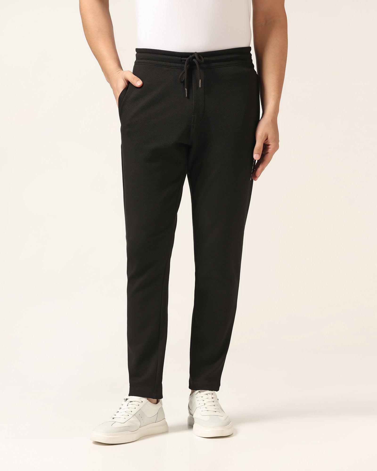 Casual Black Solid Jogger - Ethan - Blackberrys