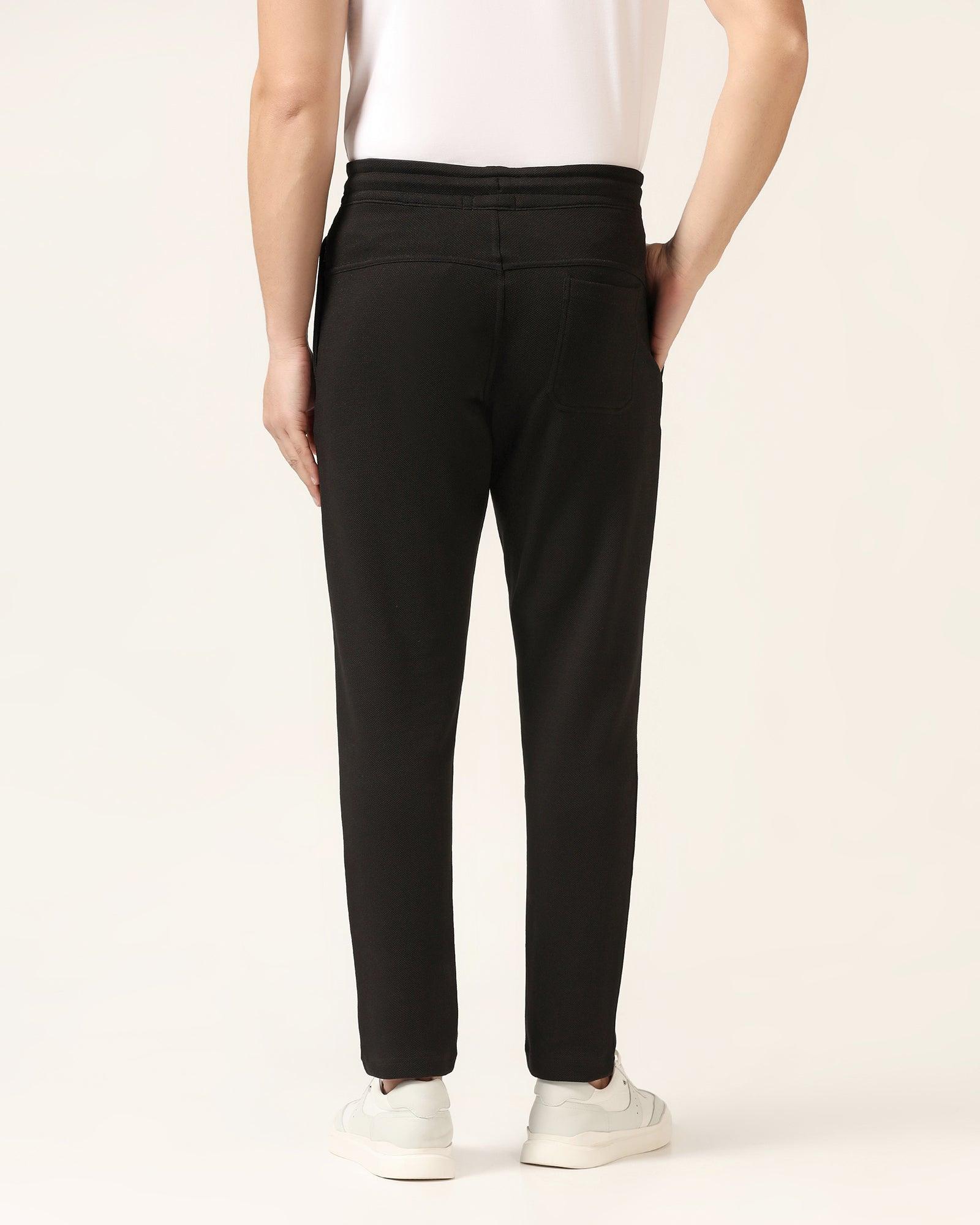 Casual Black Solid Jogger - Ethan - Blackberrys
