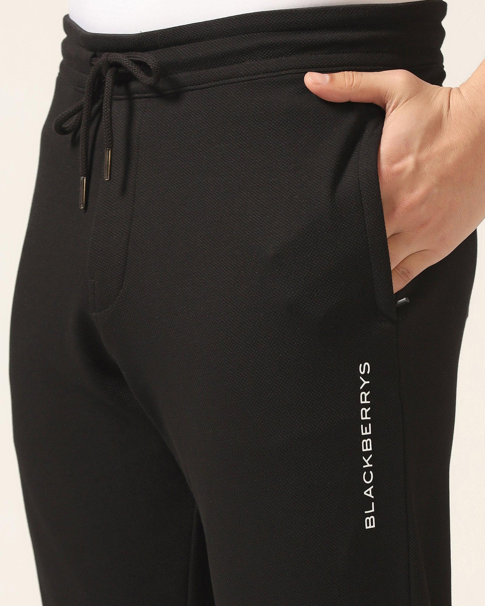Casual Black Solid Jogger - Ethan - Blackberrys