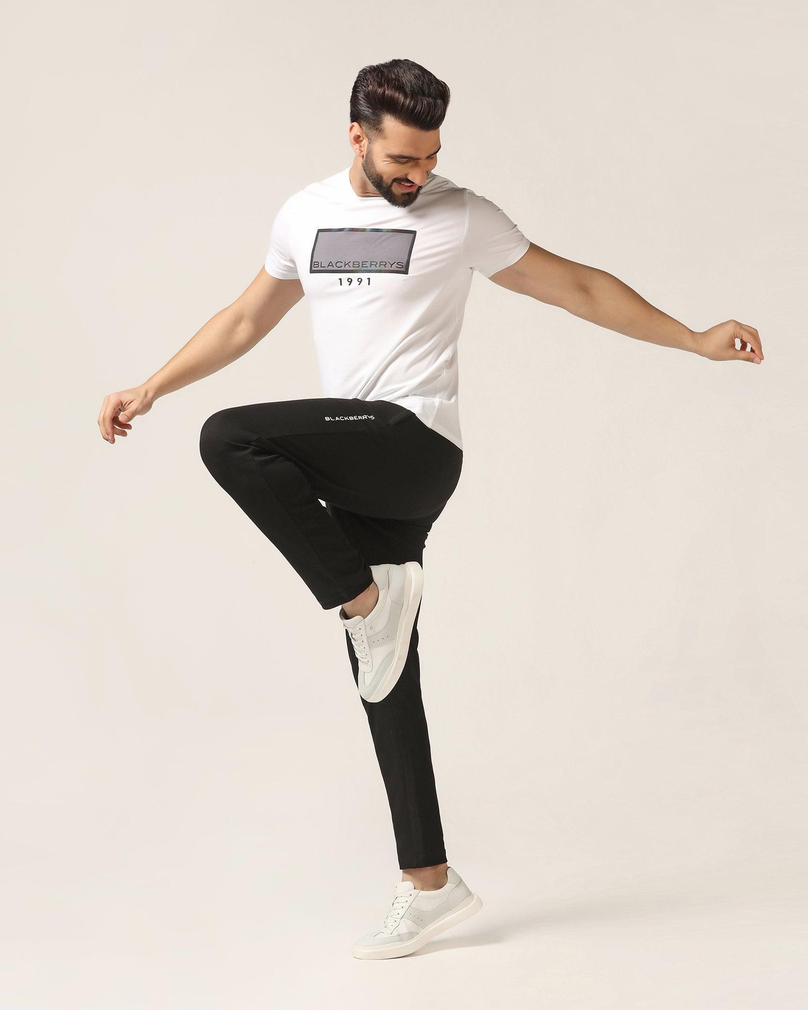 Casual Black Solid Jogger - Ethan - Blackberrys