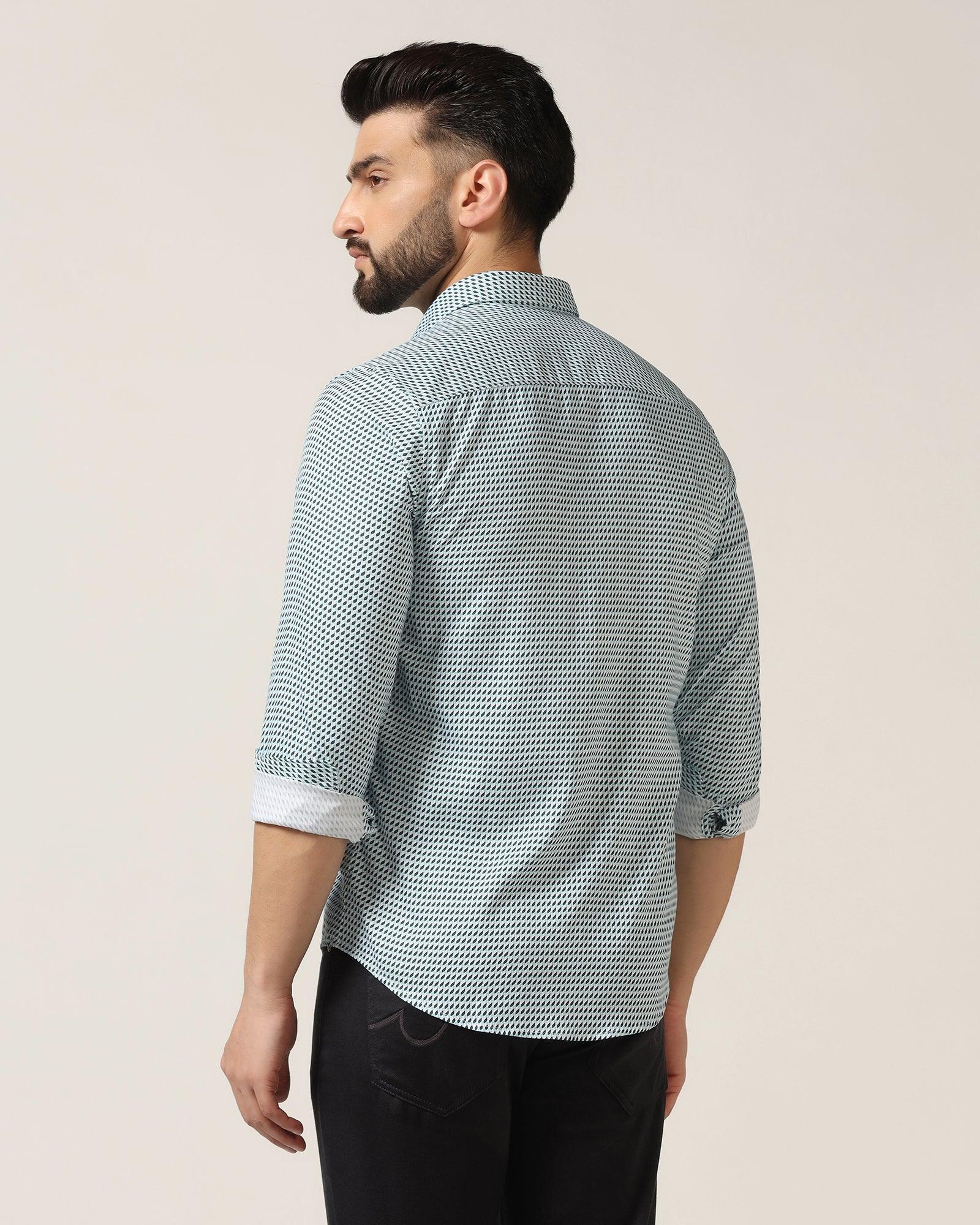 Casual Green Printed Shirt - Silver - Blackberrys