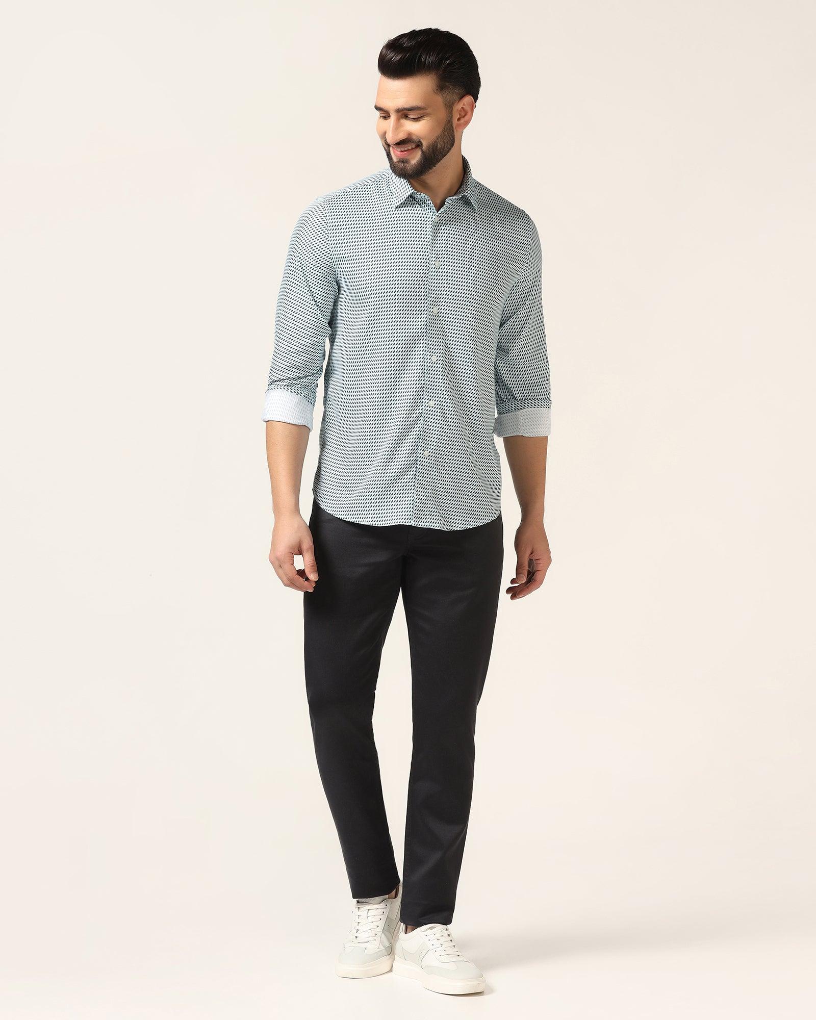 Casual Green Printed Shirt - Silver - Blackberrys