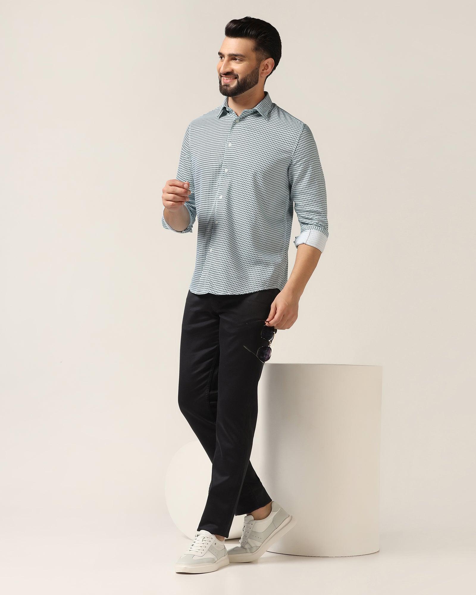 Casual Green Printed Shirt - Silver - Blackberrys