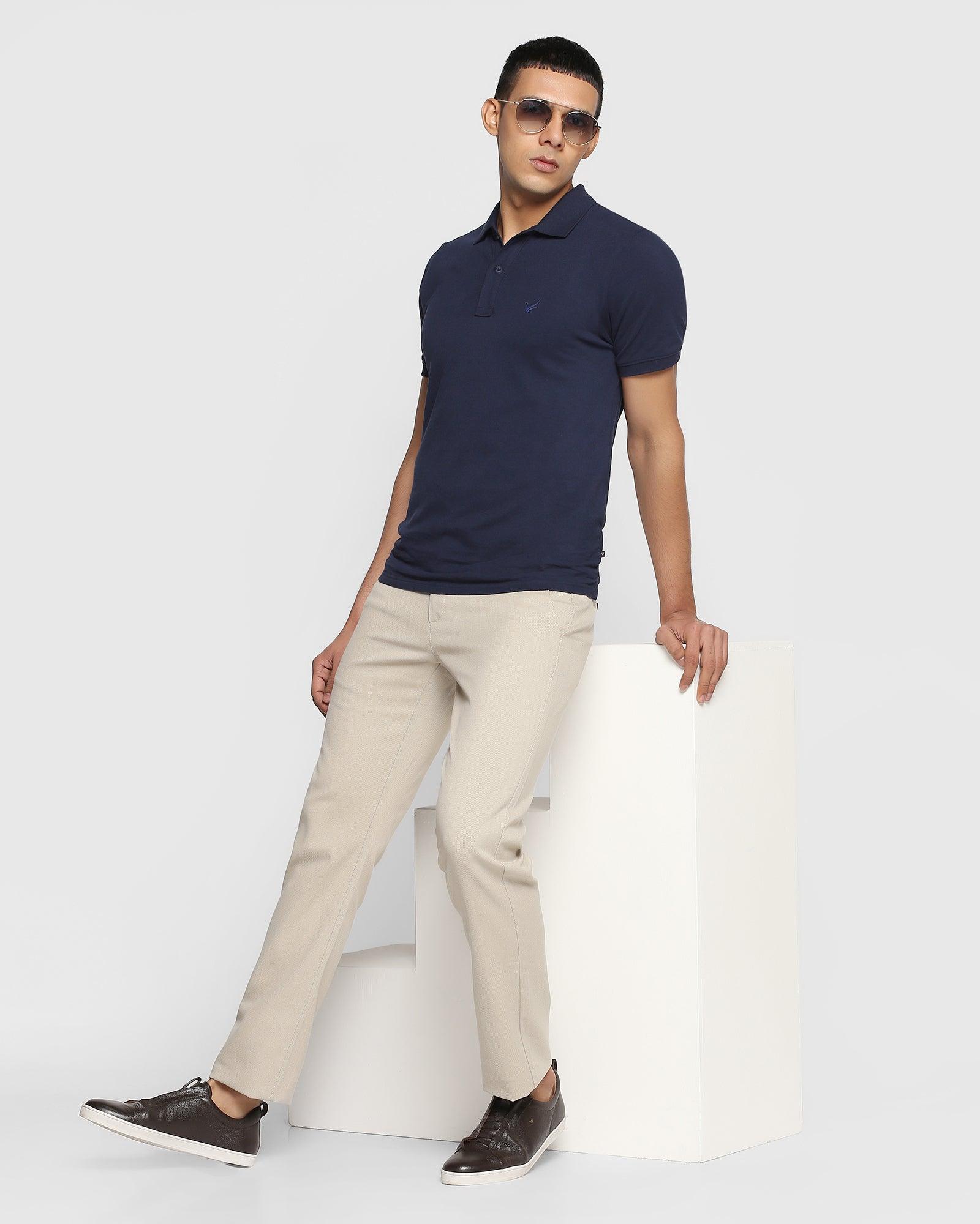 Solid Casual Khakis In Beige B-95 (Cratis) - Blackberrys