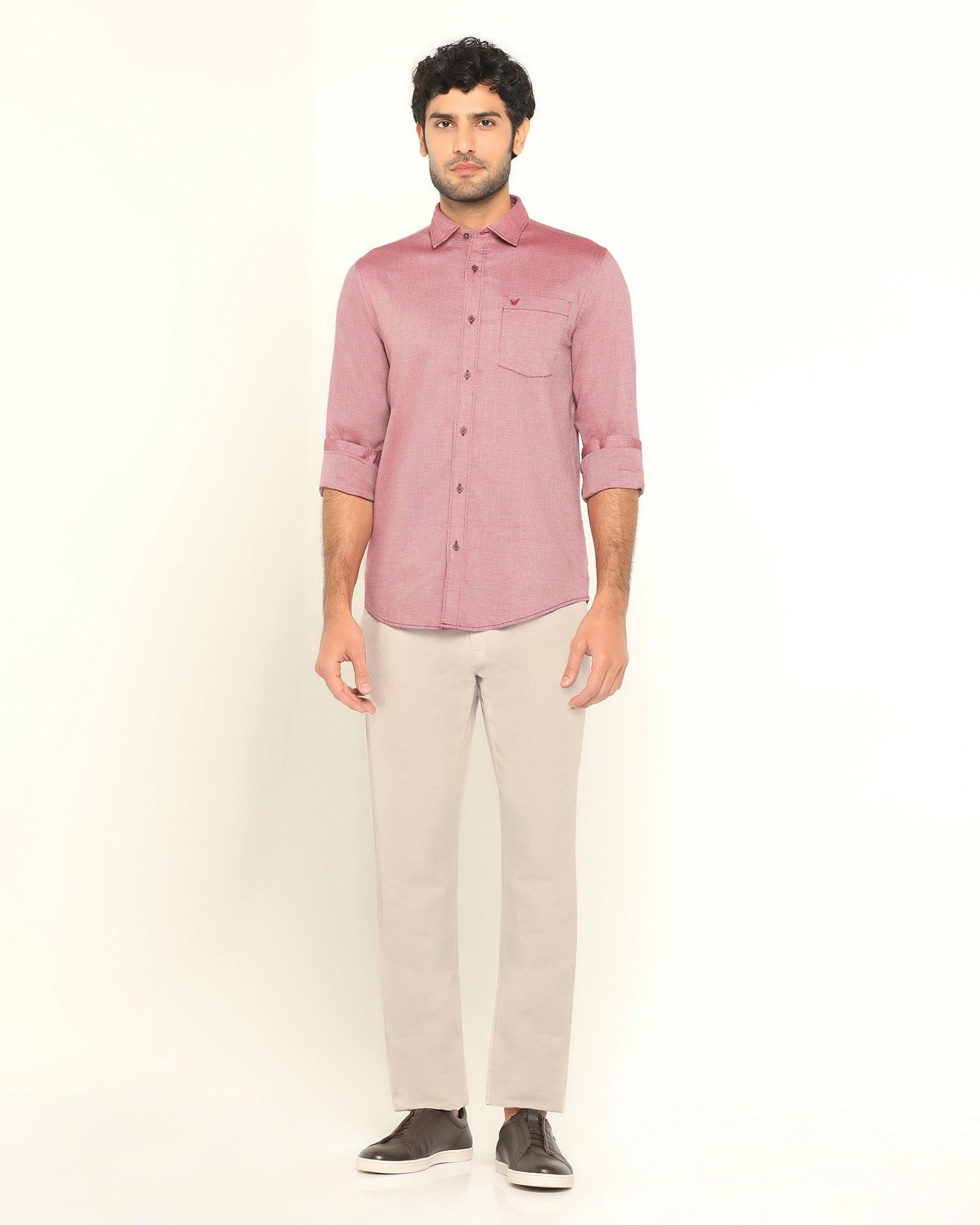 Beige Linen Solid Khakis - Kinsley