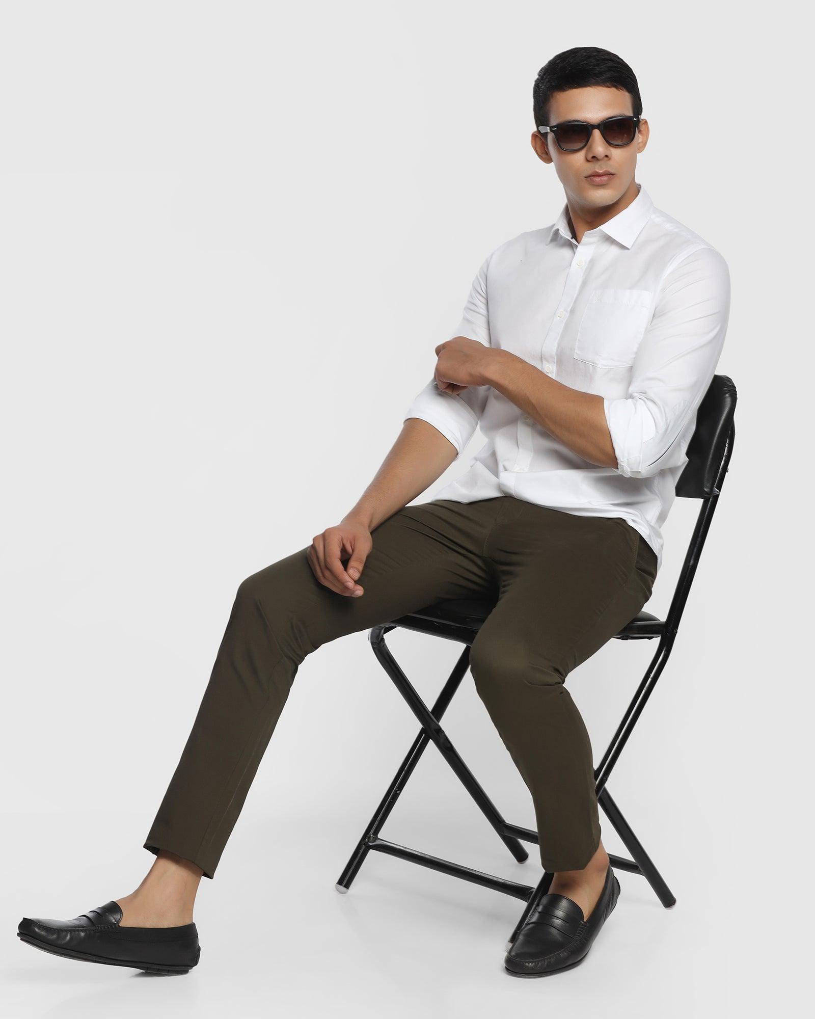 Solid Casual Khakis In Olive B-91 (Lab) - Blackberrys