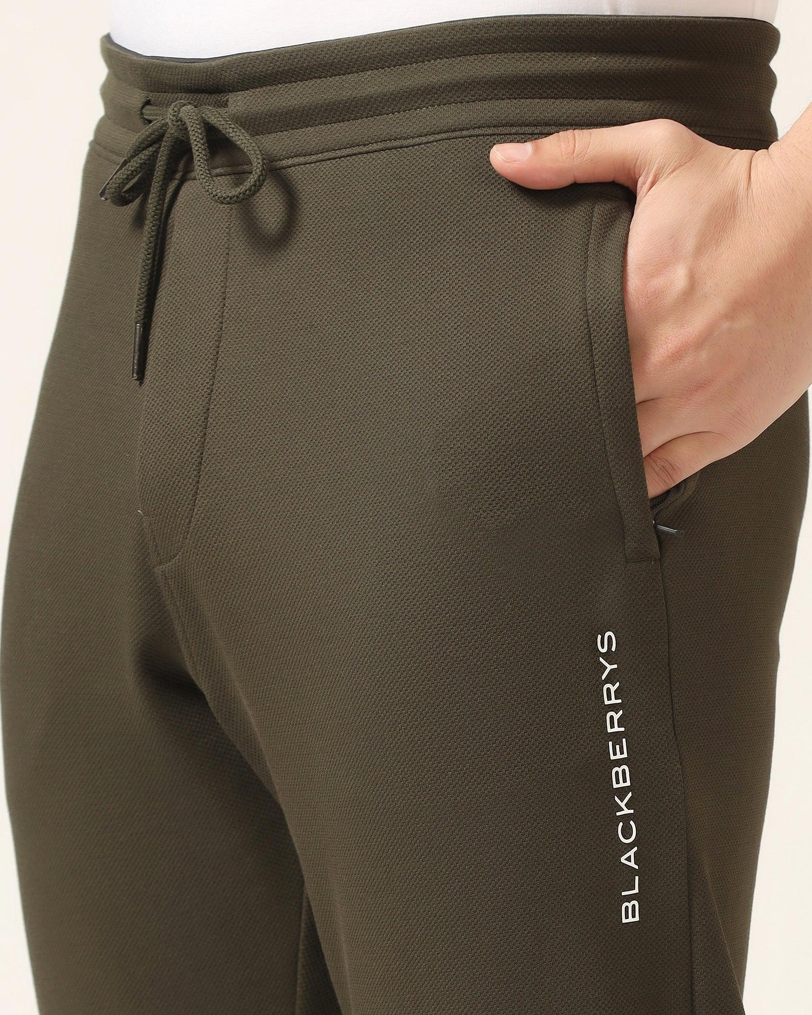 Casual Olive Solid Jogger - Ethan - Blackberrys