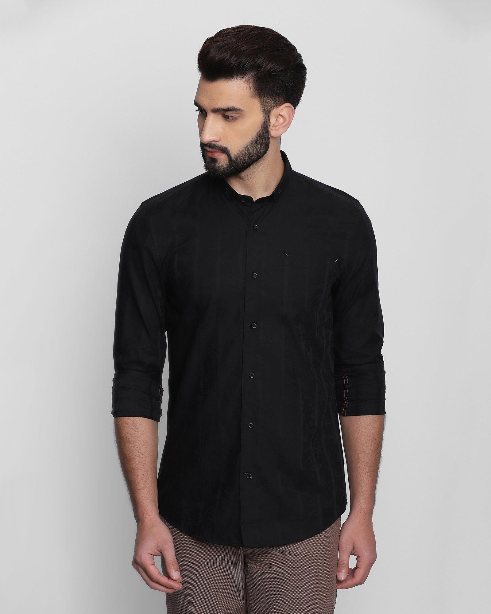 Solid Casual Shirt In Black (Davis) - Blackberrys