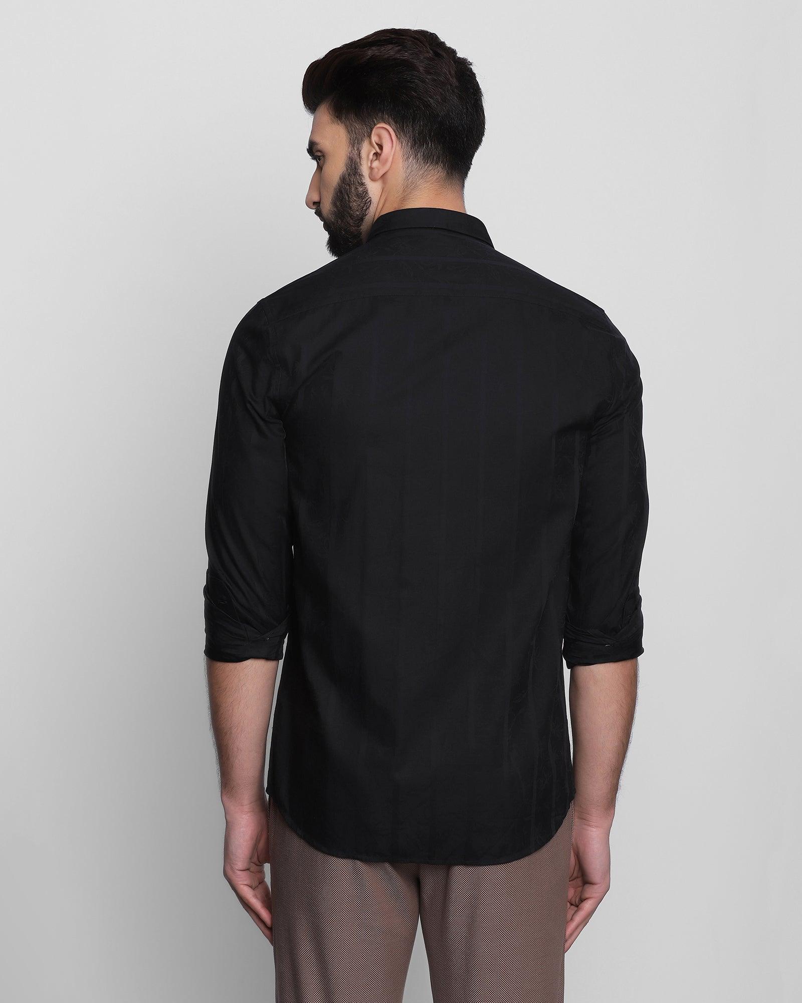 Solid Casual Shirt In Black (Davis) - Blackberrys