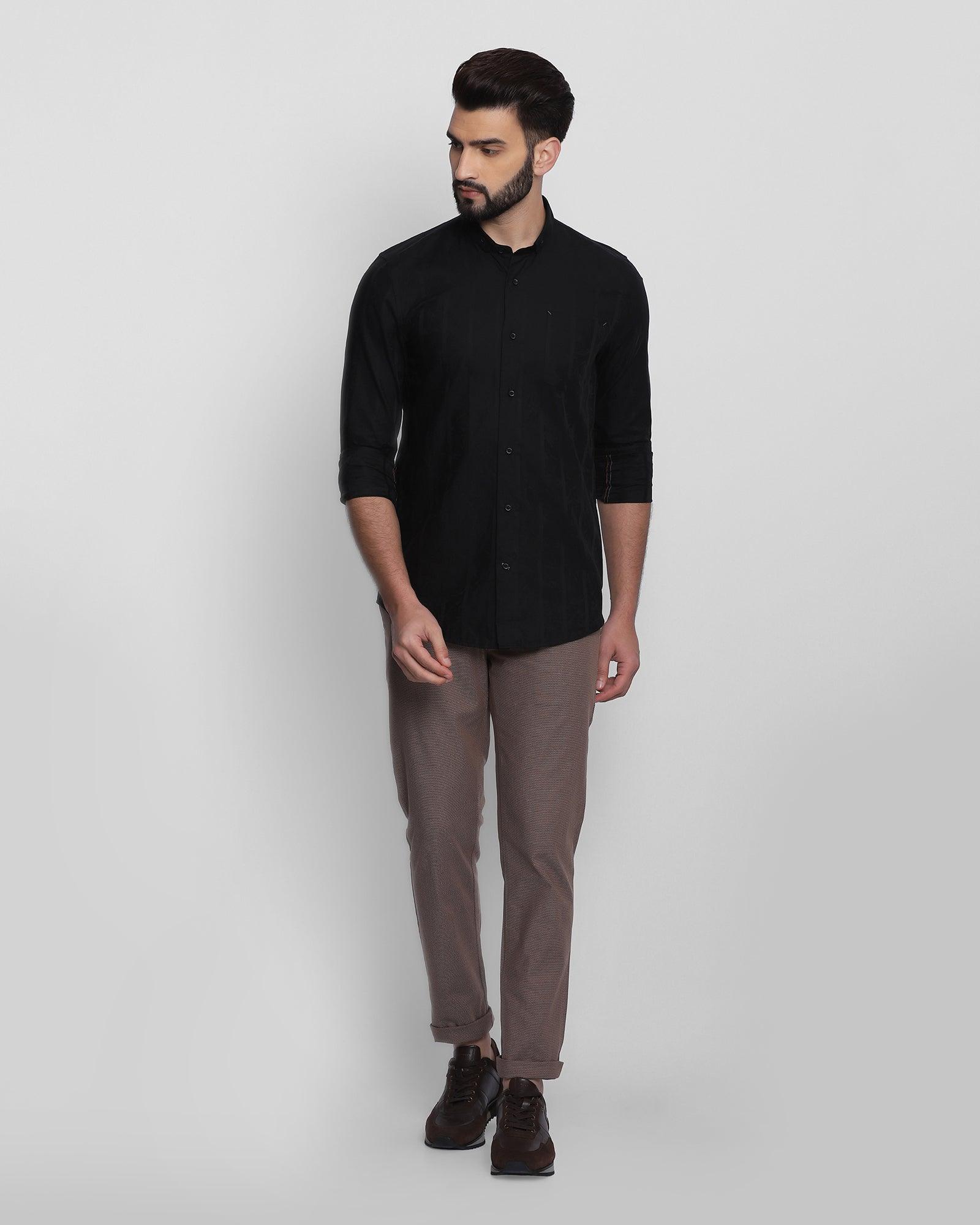 Solid Casual Shirt In Black (Davis) - Blackberrys