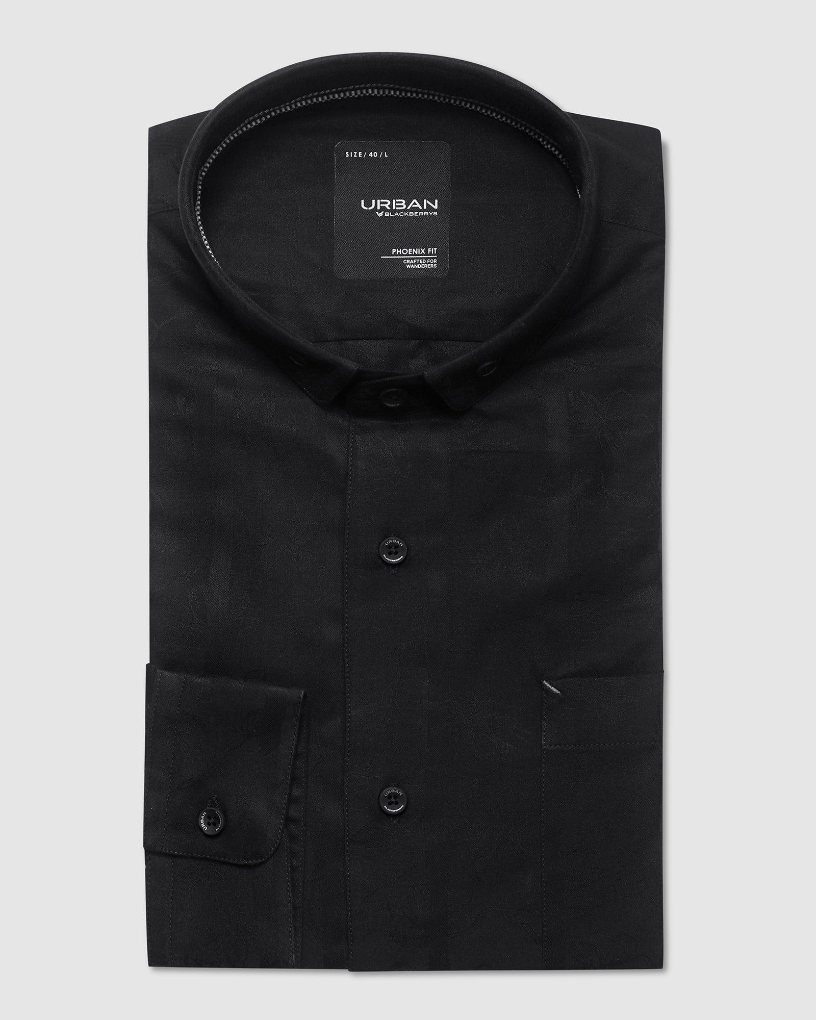Solid Casual Shirt In Black (Davis) - Blackberrys