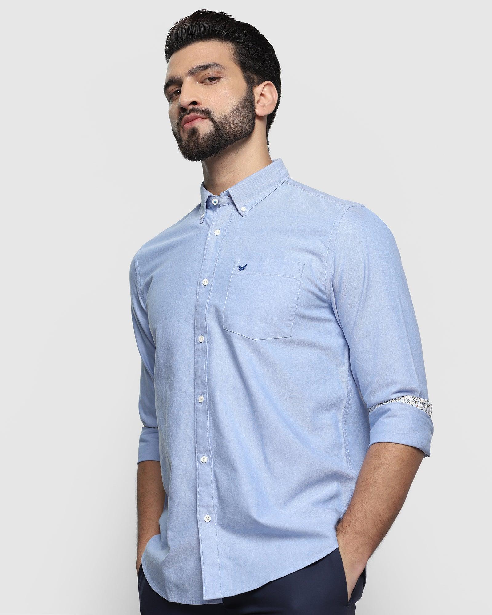 Solid Casual Shirt In Blue (Sonic) - Blackberrys