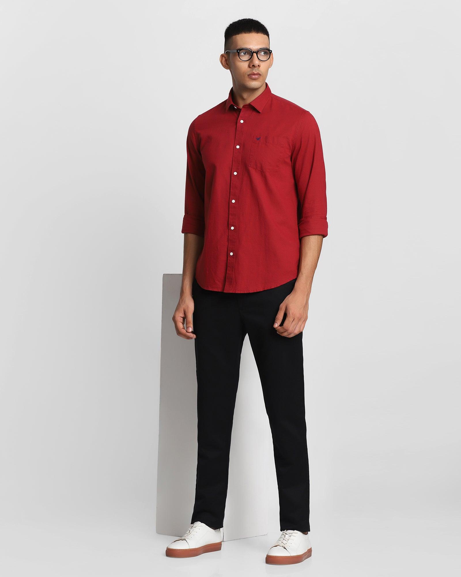 Solid Casual Shirt In Red (Jacob) - Blackberrys