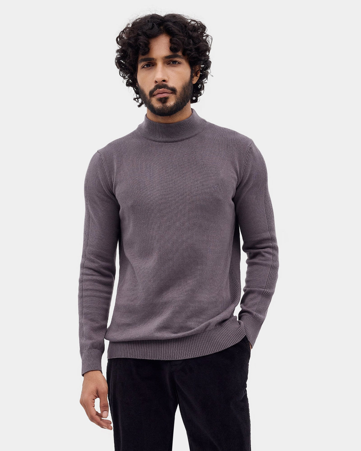 Charcoal Grey Solid Sweater - Poppy