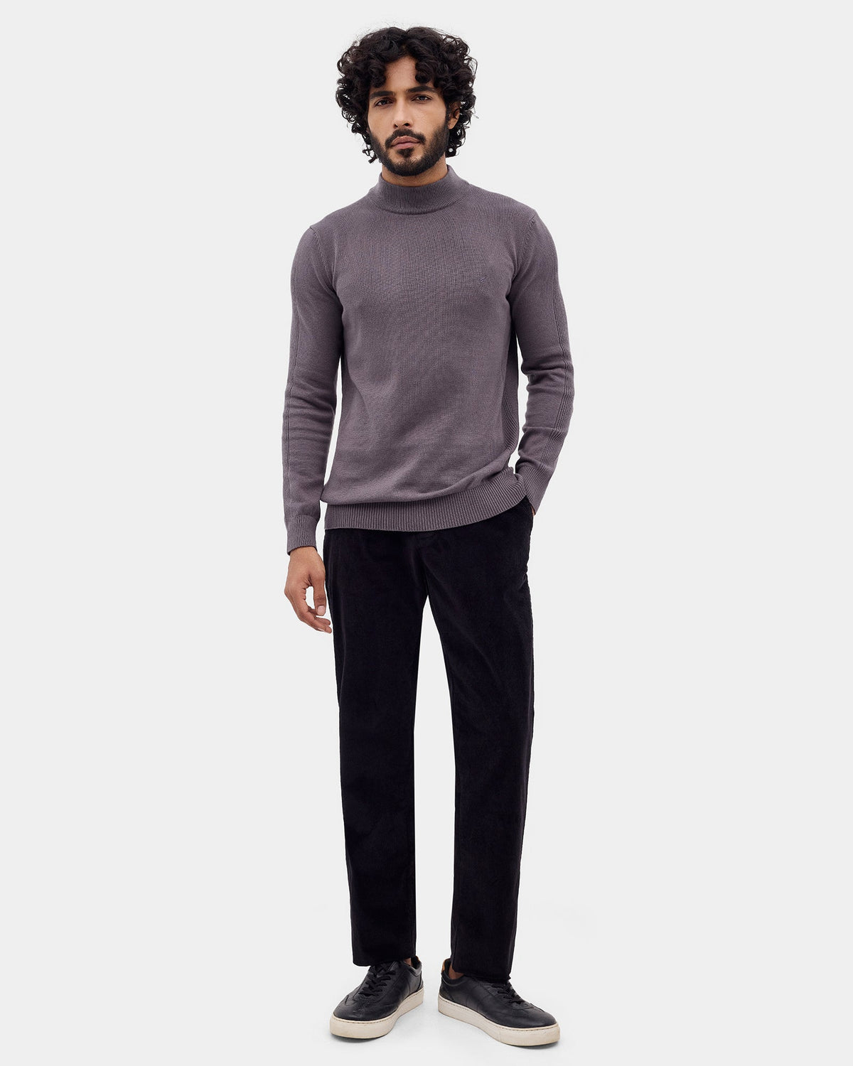 Charcoal Grey Solid Sweater - Poppy