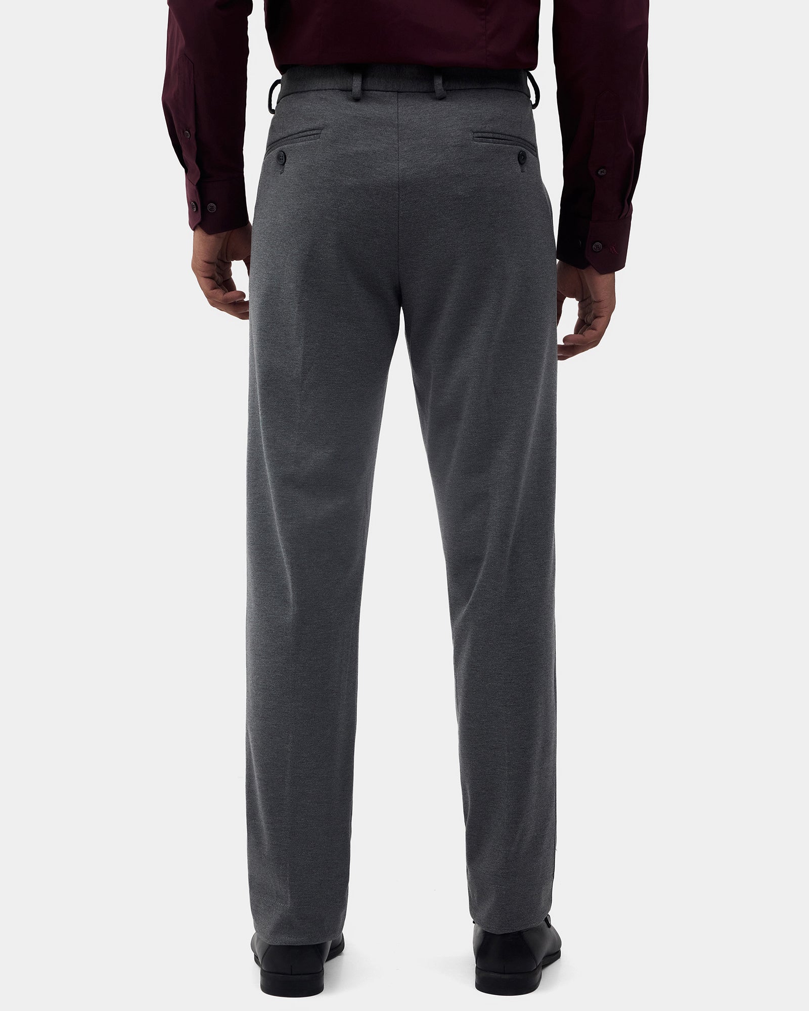 Charcoal Solid Formal Trouser - Kent