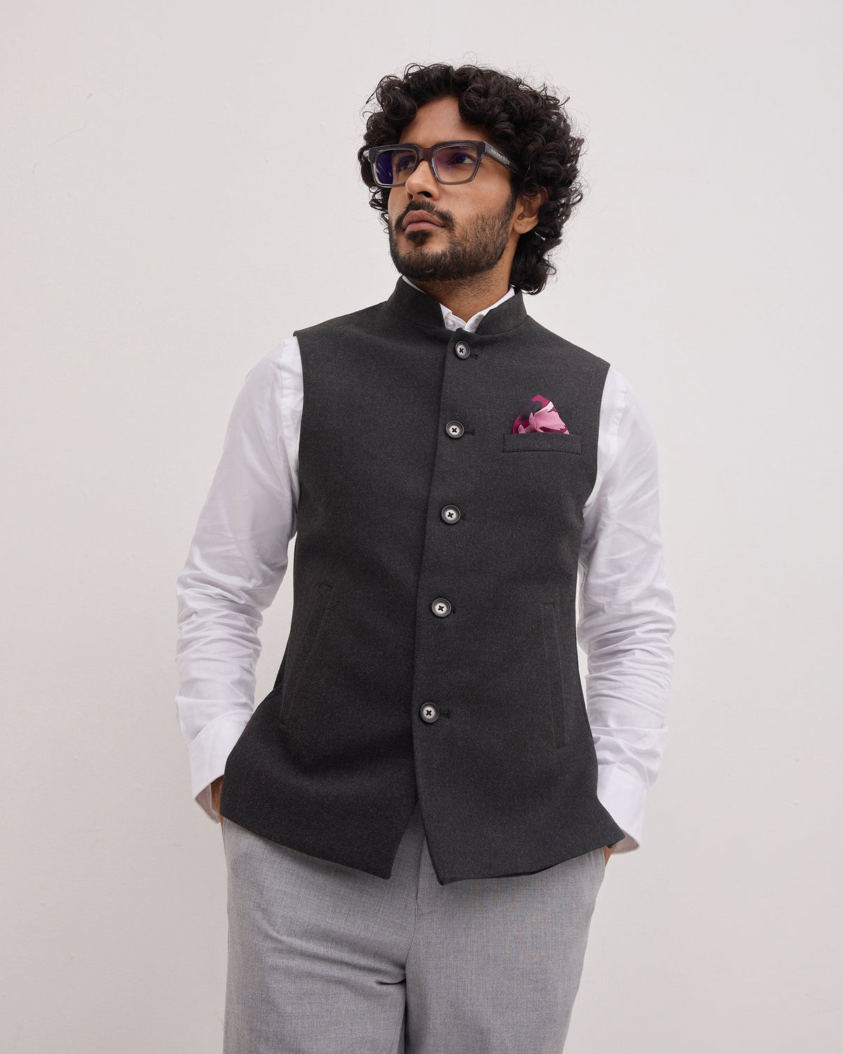 Charcoal Solid Waistcoat - Ruson