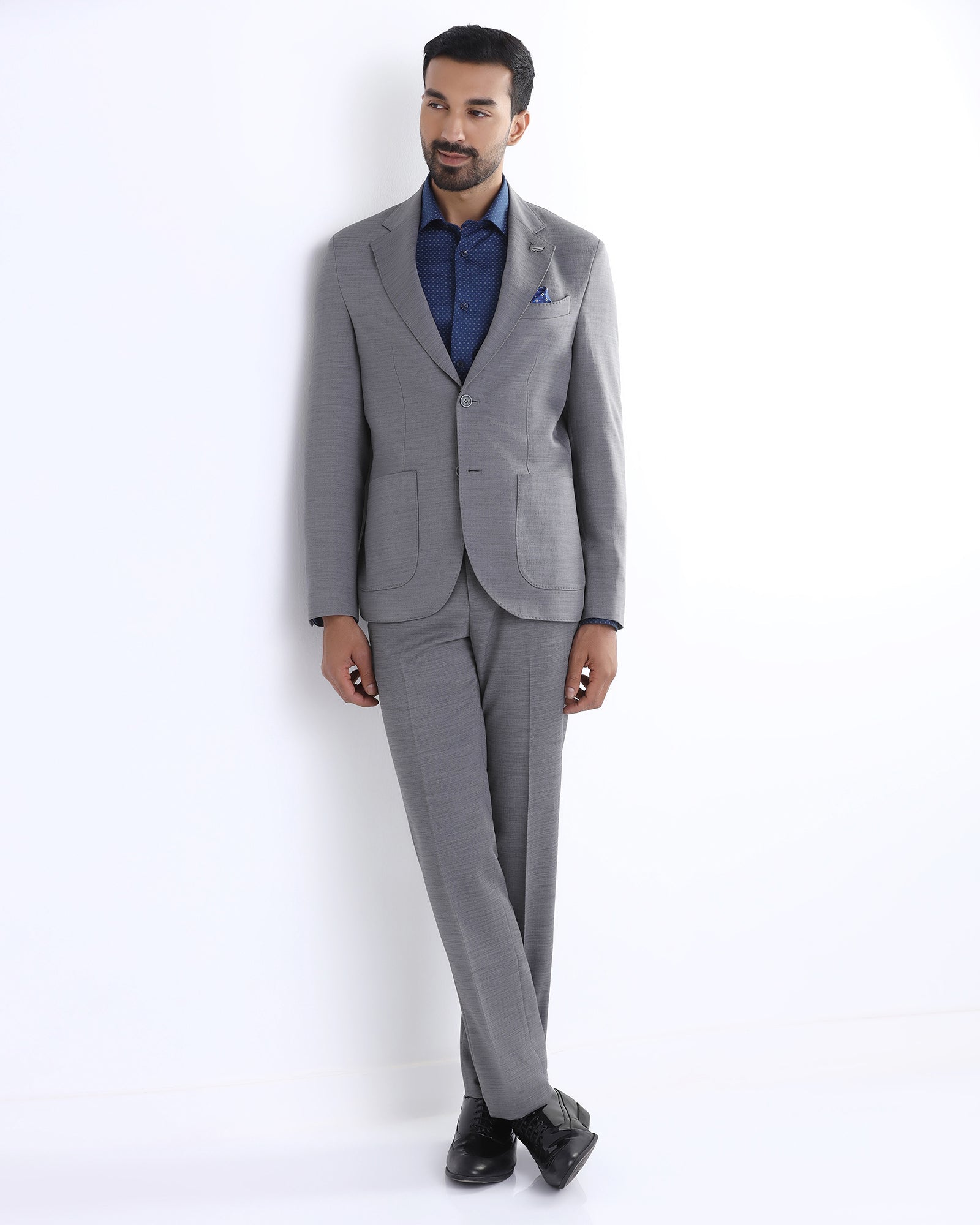 Charcoal Two Piece Textured Suit - Naples