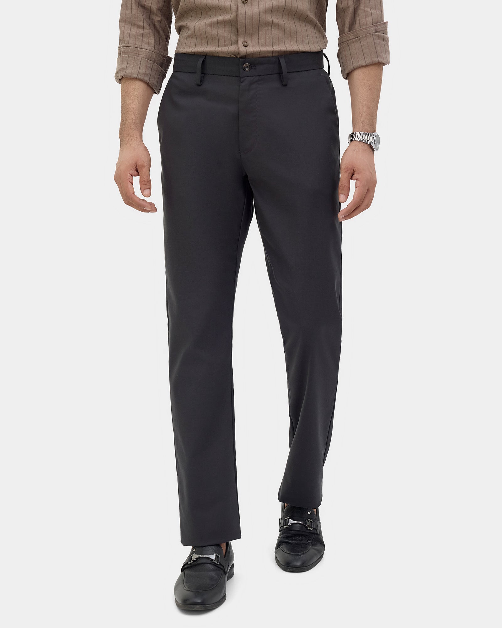 Charcoal Unwrinkle Textured Khakis - Dolomite