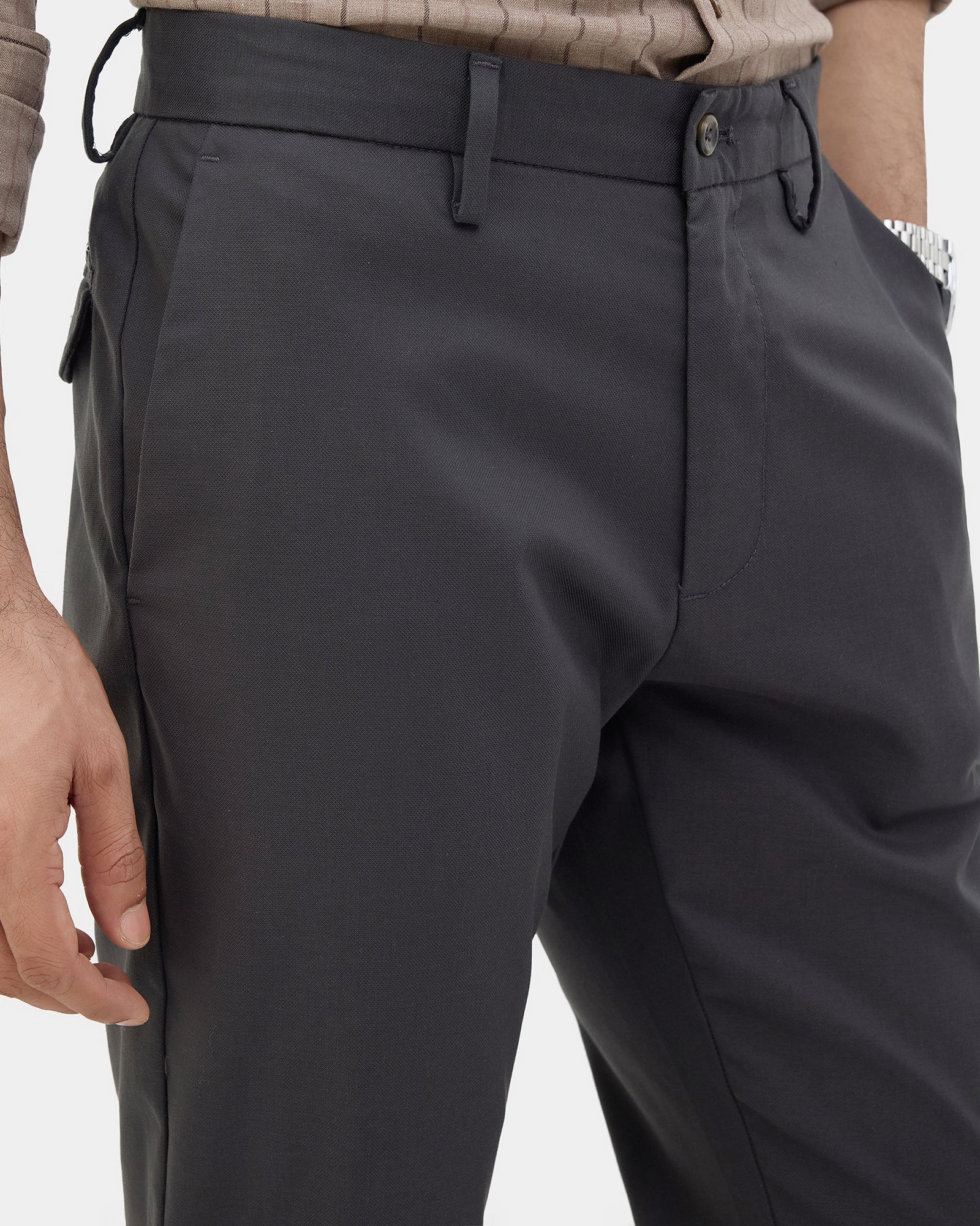Charcoal Unwrinkle Textured Khakis - Dolomite