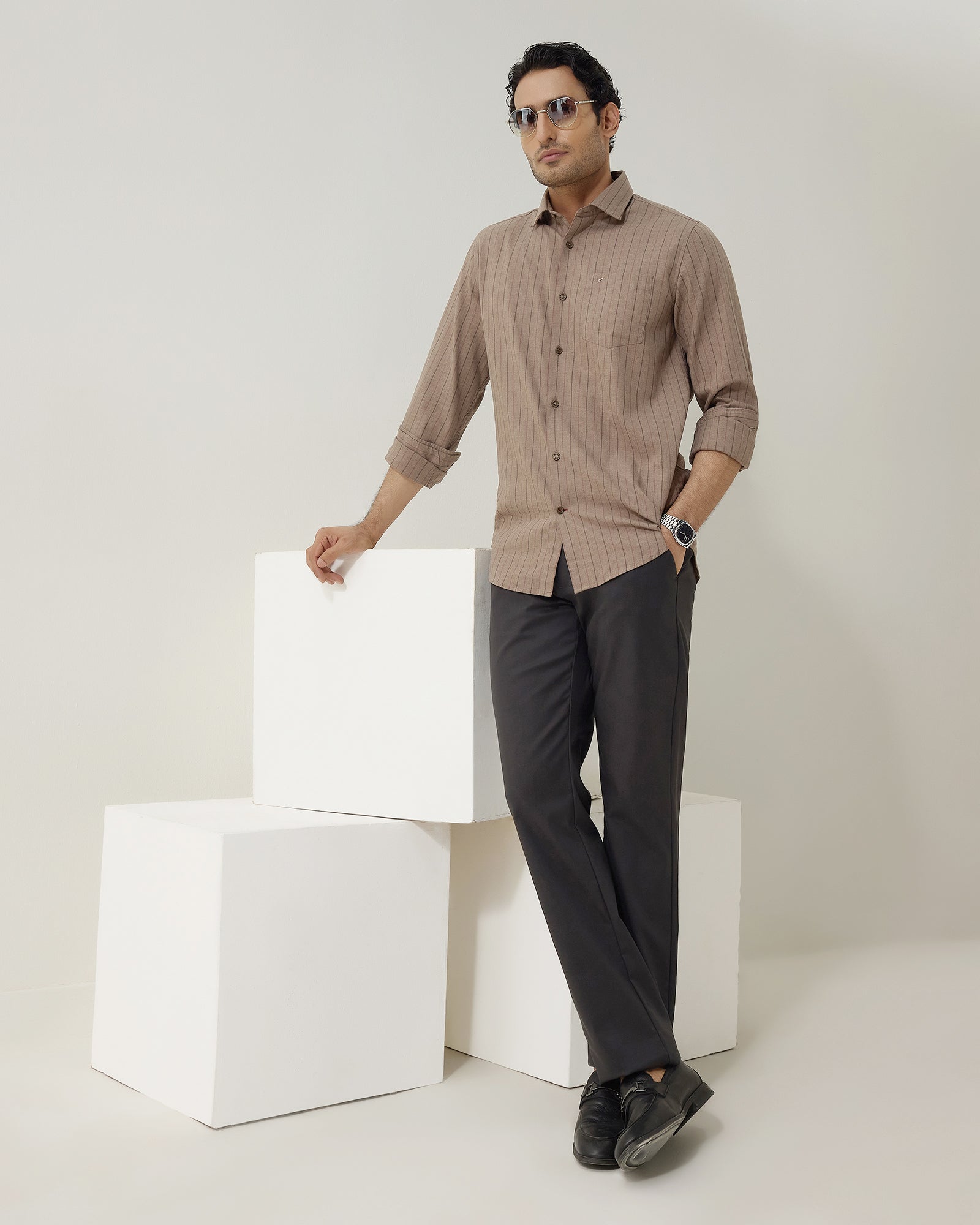 Charcoal Unwrinkle Textured Khakis - Dolomite