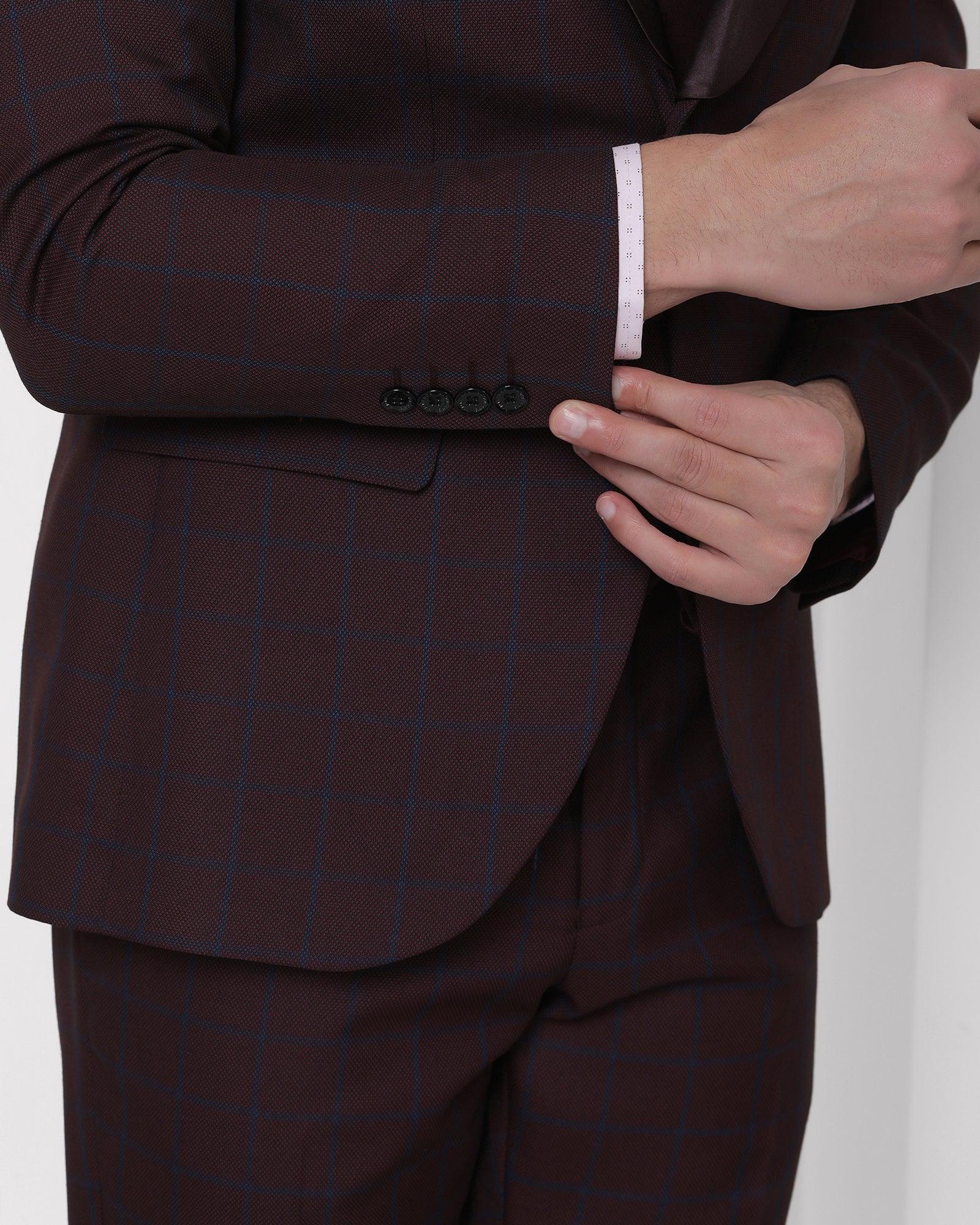 Check 6X Suit In Wine (Hildo) - Blackberrys