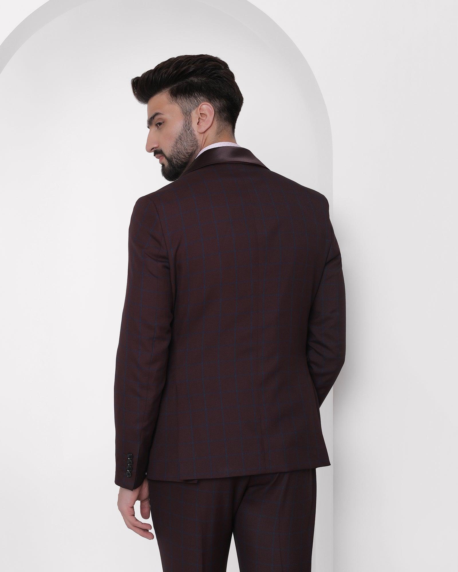Check 6X Suit In Wine (Hildo) - Blackberrys